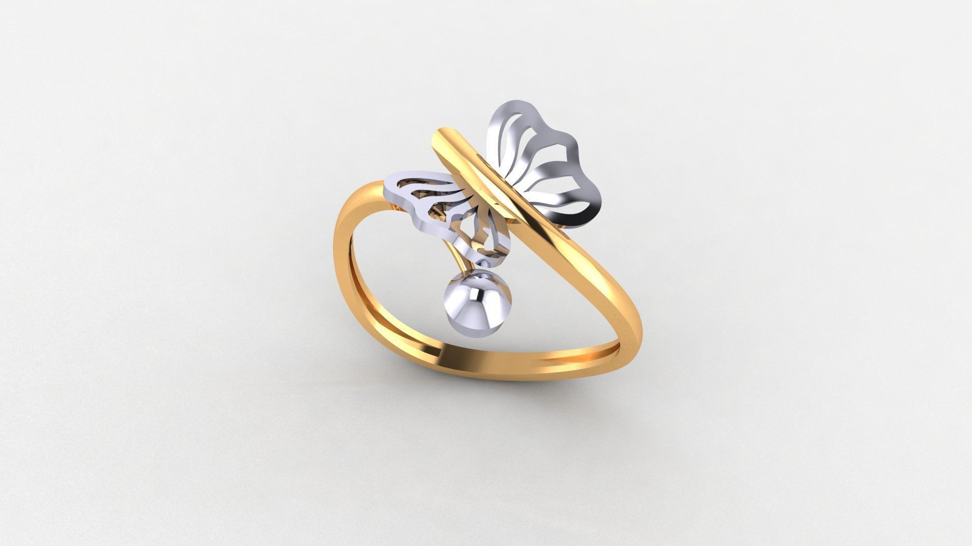 Butterfly Ultra light wt minimalist Plain Gold Ring 3dm 3D print model_1