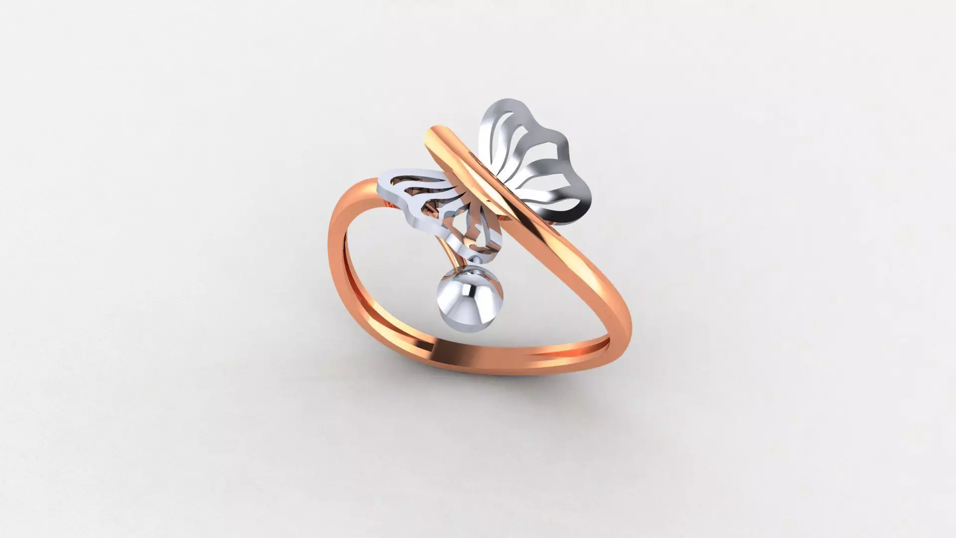 Butterfly Ultra light wt minimalist Plain Gold Ring 3dm 3D print model_0