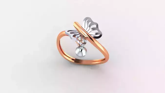 Butterfly Ultra light wt minimalist Plain Gold Ring 3dm 3D print model