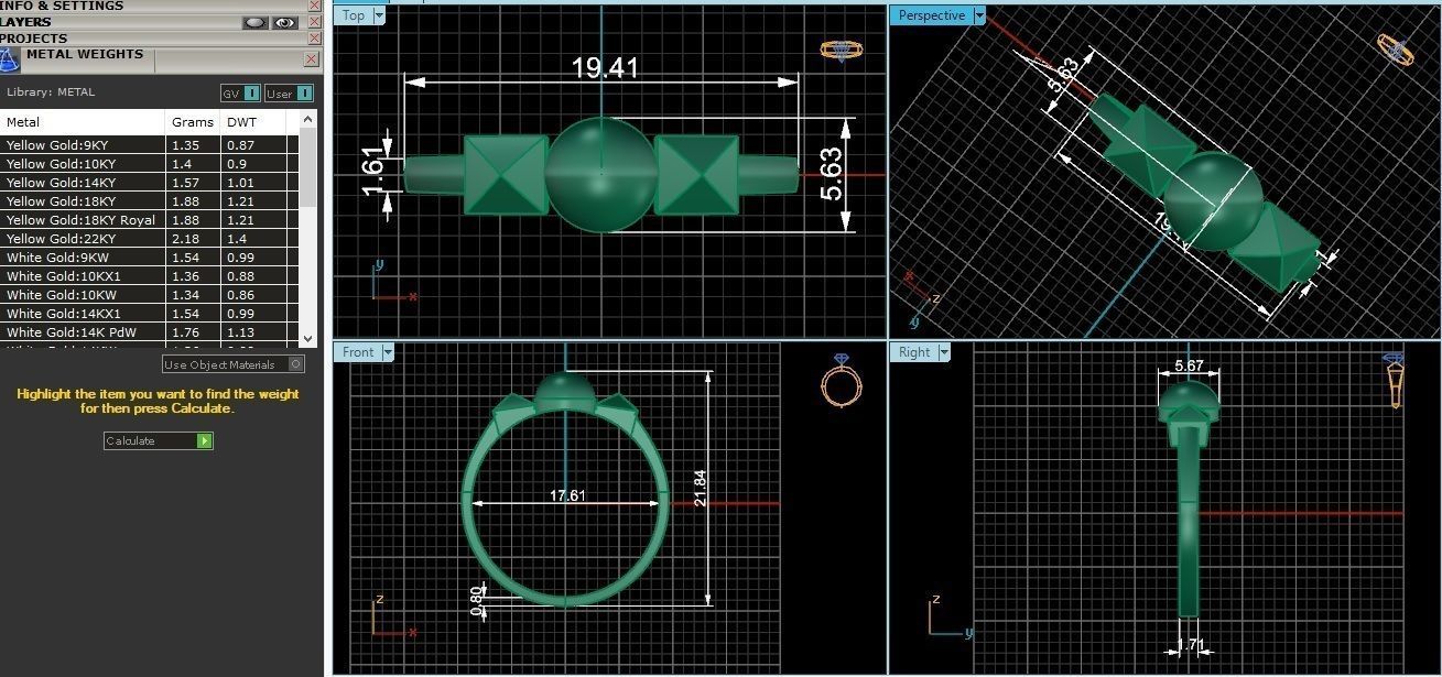 Bead Cube Ultra light wt minimalist Plain Gold Ring 3dm 3D print model_3