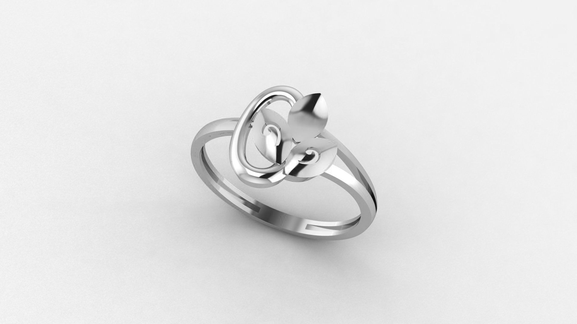 Maple leaf Ultra light wt minimalist Plain Gold Ring 3D print model_2