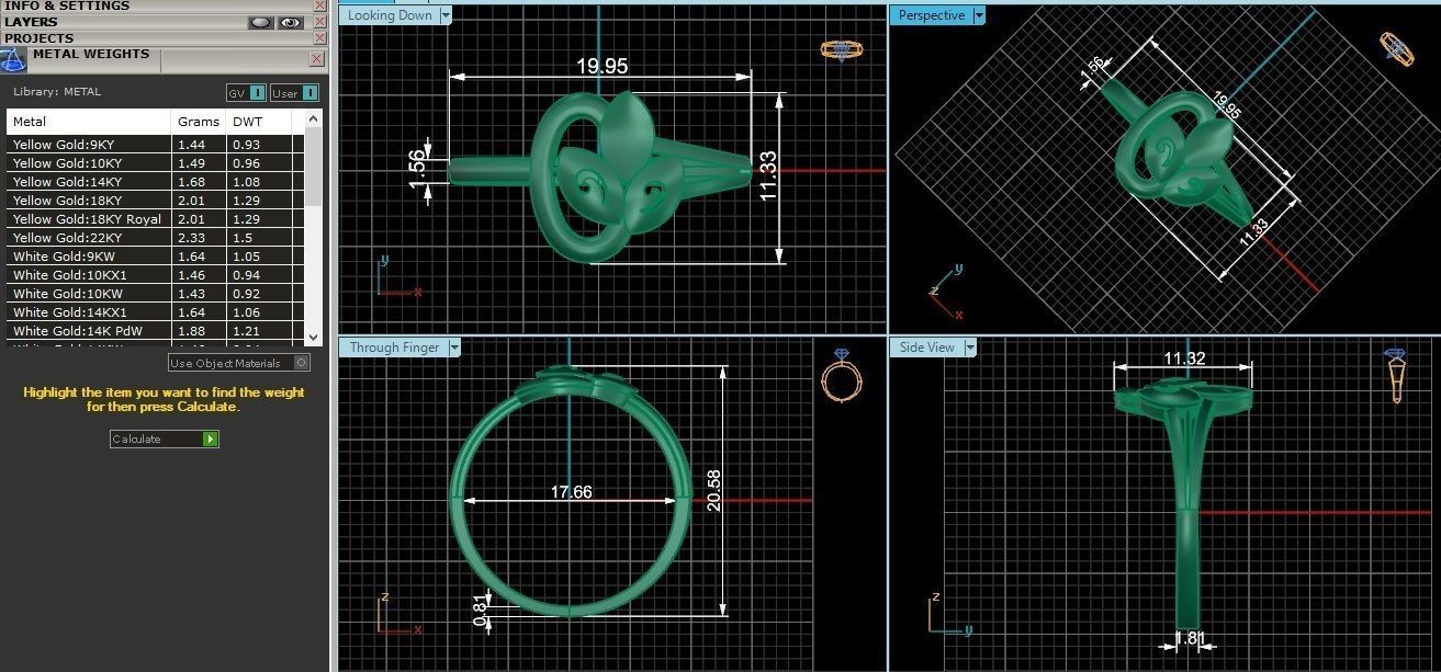Maple leaf Ultra light wt minimalist Plain Gold Ring 3D print model_3