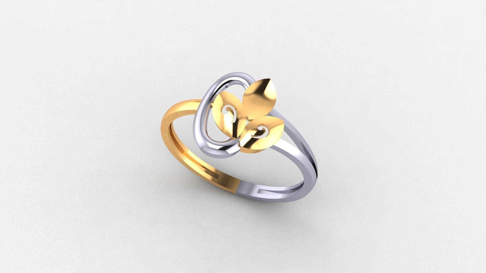 Maple leaf Ultra light wt minimalist Plain Gold Ring 3D print model_1