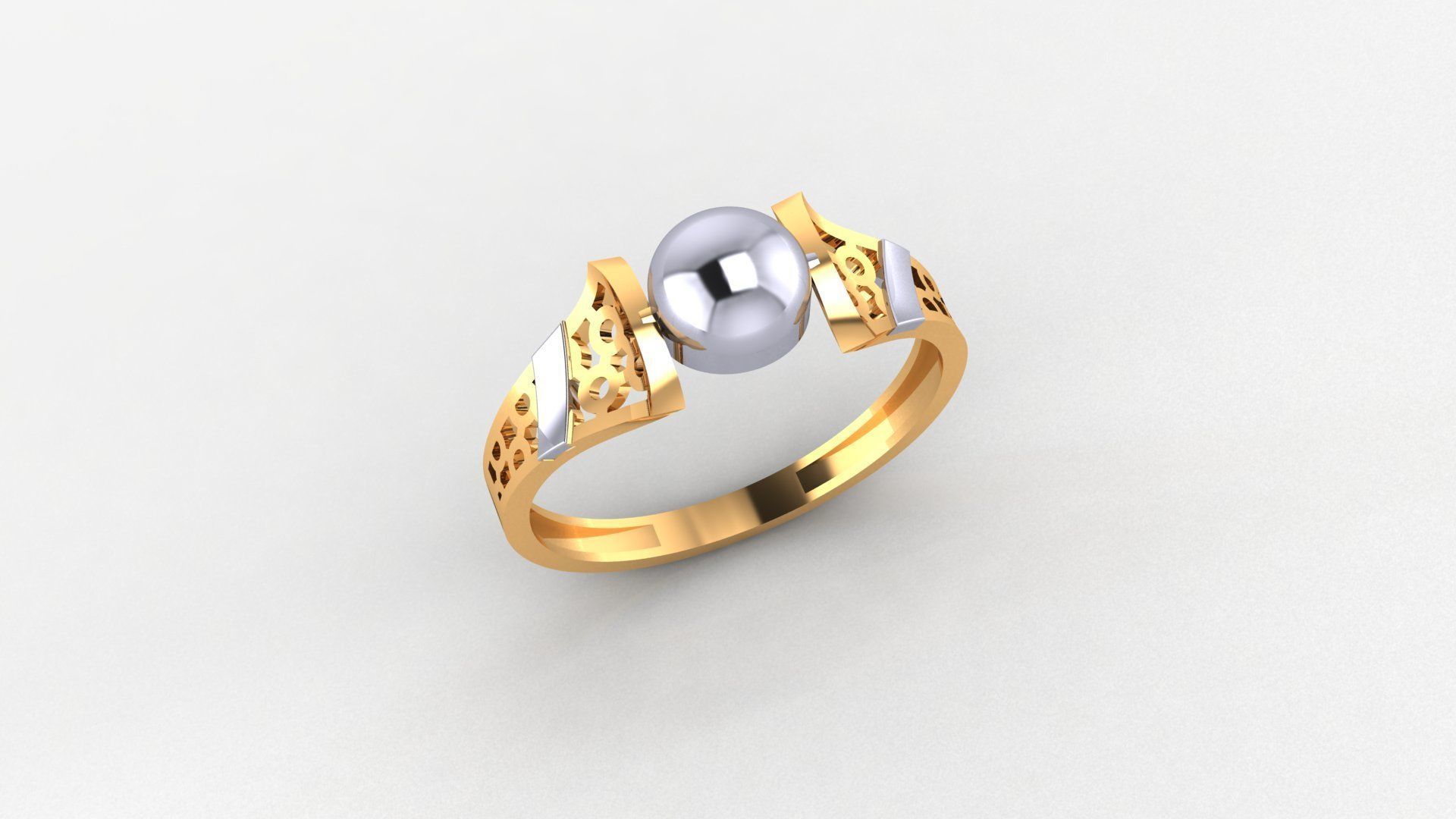 Ball Wire Mesh Ultra light wt minimalist Plain Gold Ring 3D print model_1