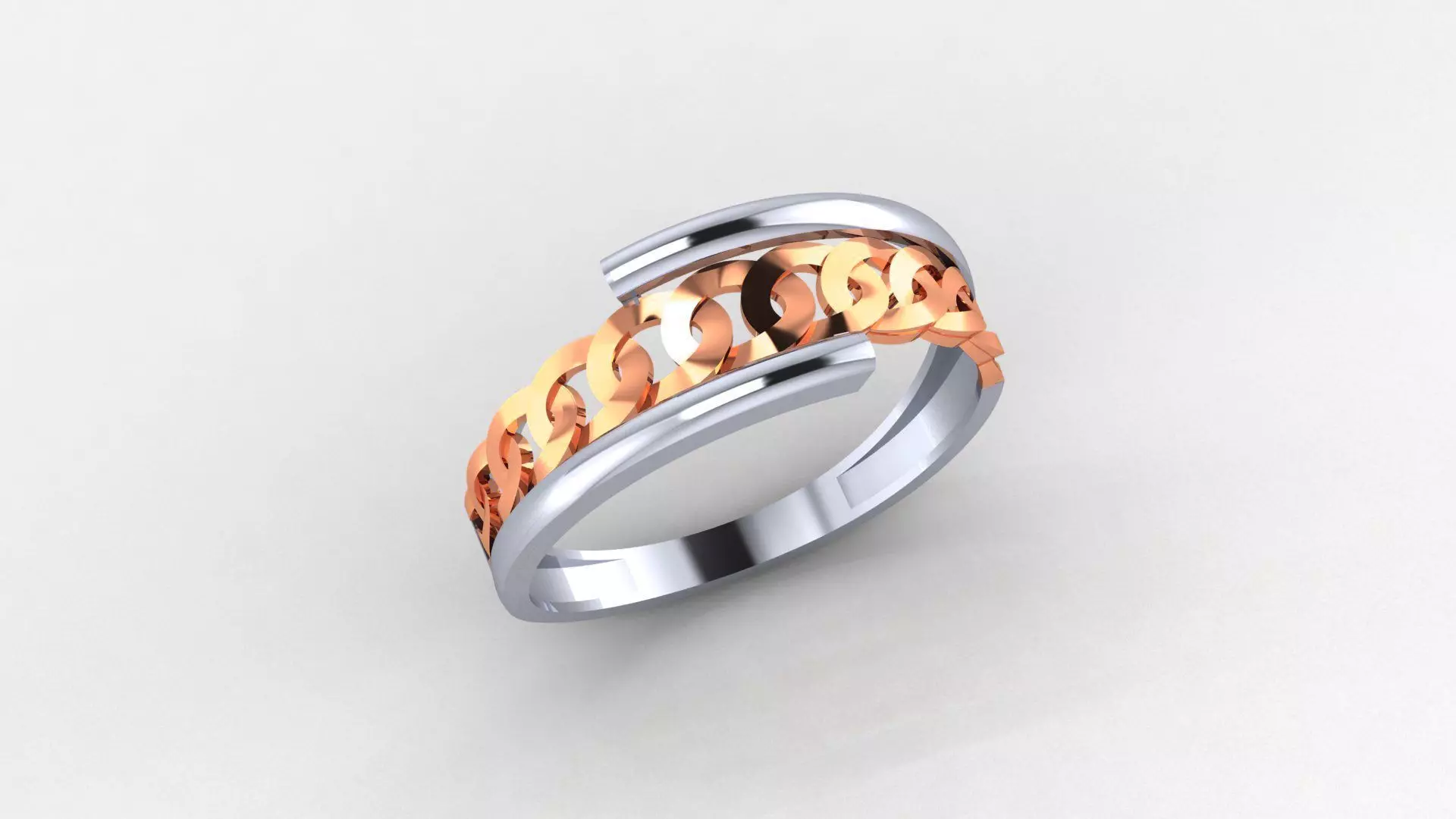 Miami Cuban Chain Link Ultra light wt minimalist Plain Gold Ring 3D print model