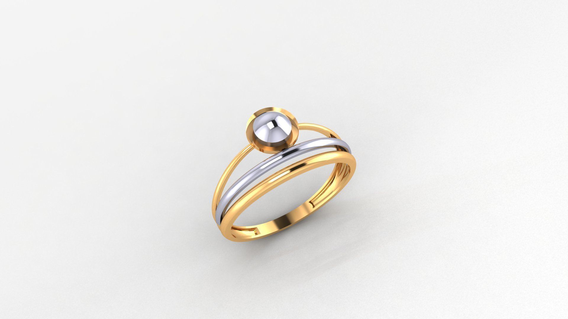 Ball on Wire Mesh Ultra light wt minimalist Plain Gold Ring 3D print model_1