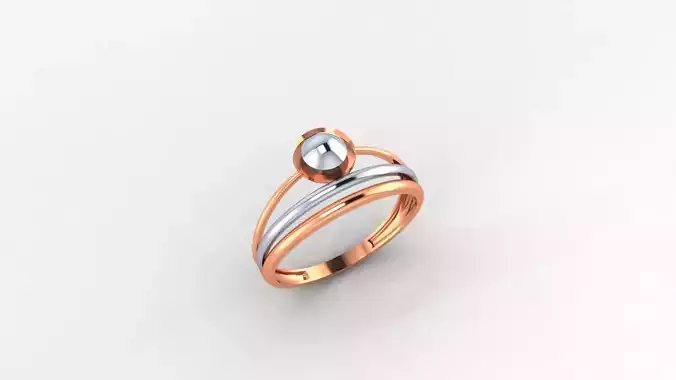 Ball on Wire Mesh Ultra light wt minimalist Plain Gold Ring 3D print model