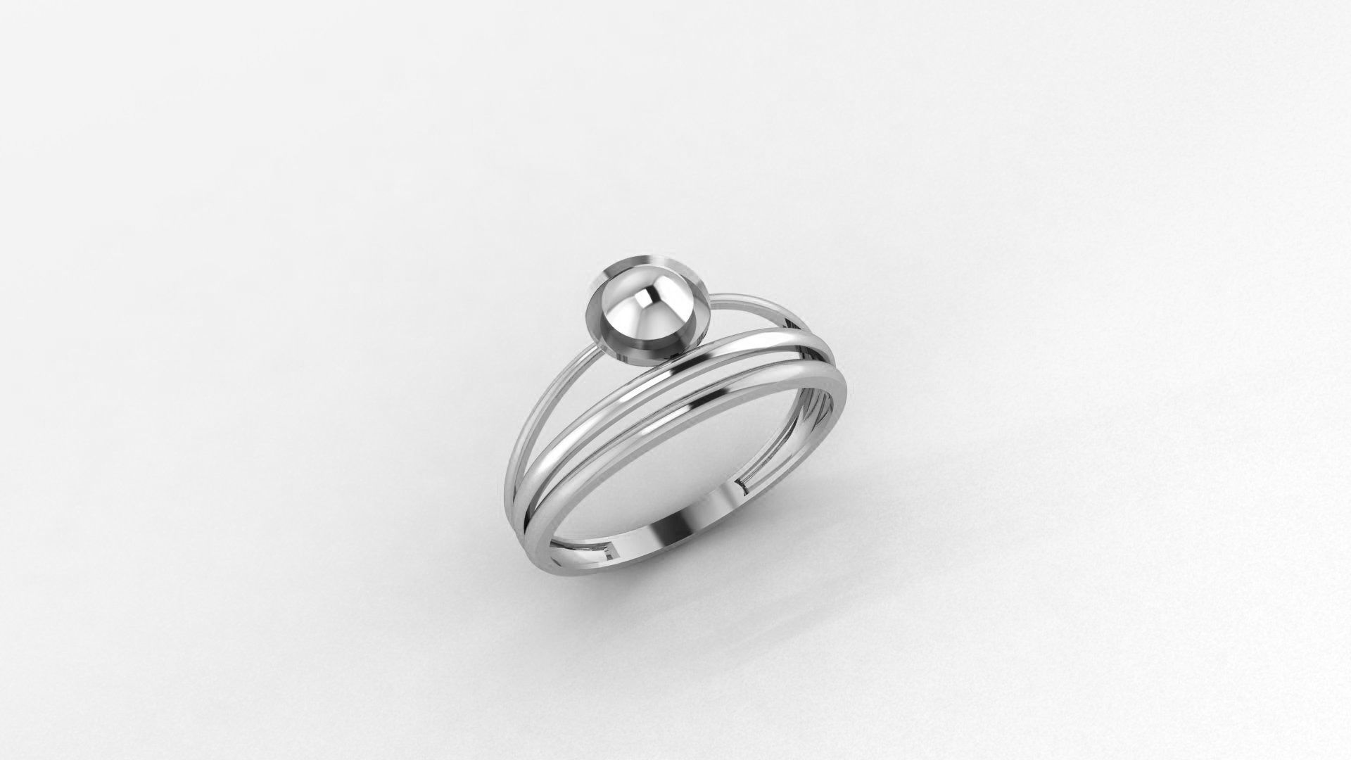 Ball on Wire Mesh Ultra light wt minimalist Plain Gold Ring 3D print model_2