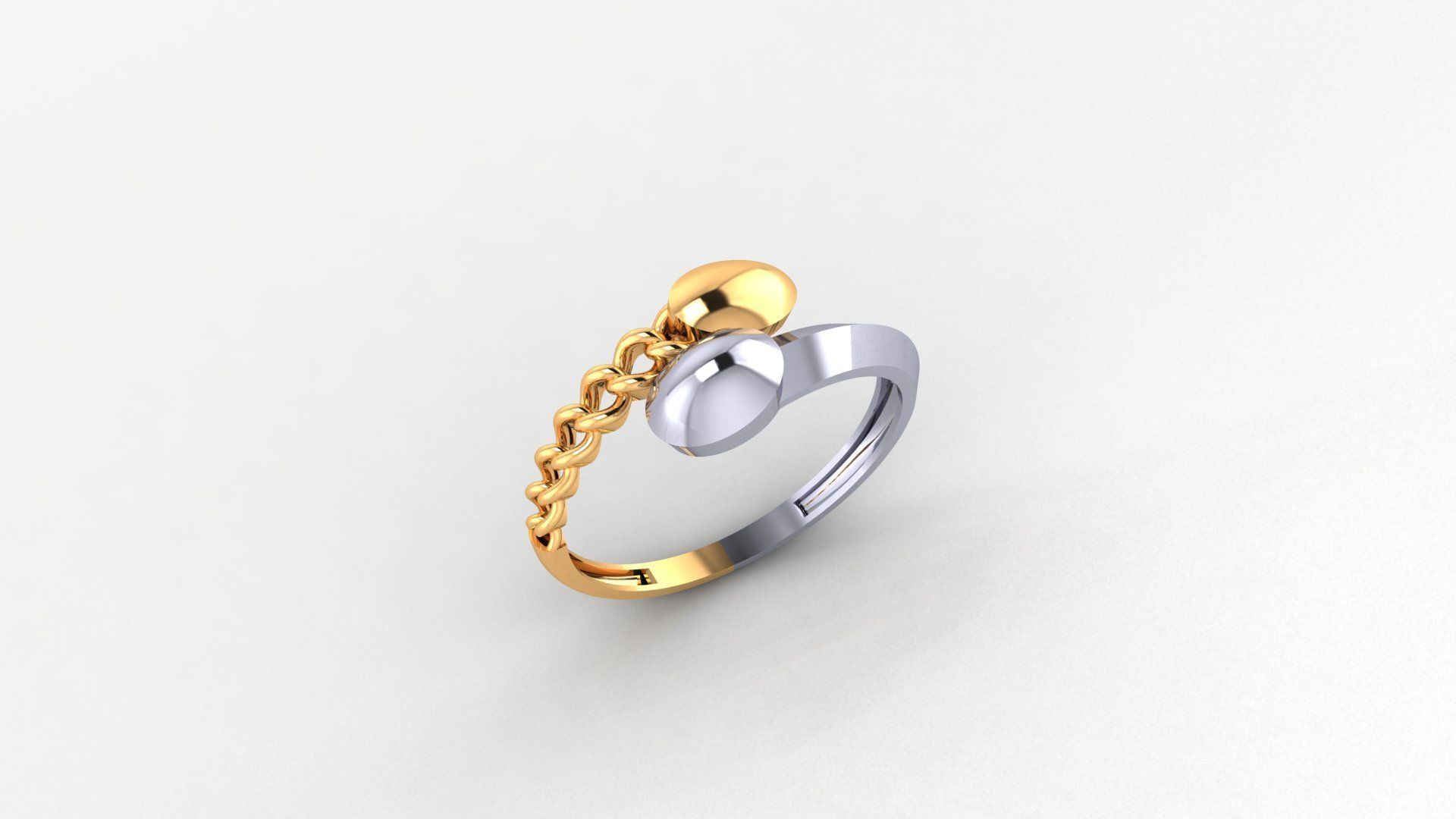 Snake Pair half Cuban Link Ultra light wt minimalist Ring 3D print model_1