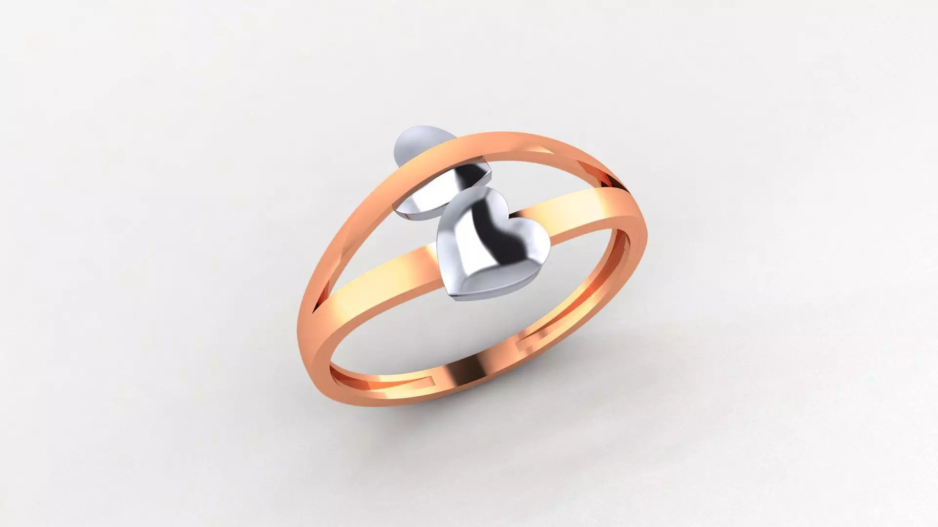 Couple Heart Ultra light wt minimalist Plain Gold Ring 3D print model_0