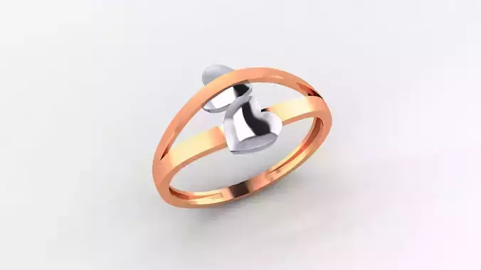 Couple Heart Ultra light wt minimalist Plain Gold Ring 3D print model
