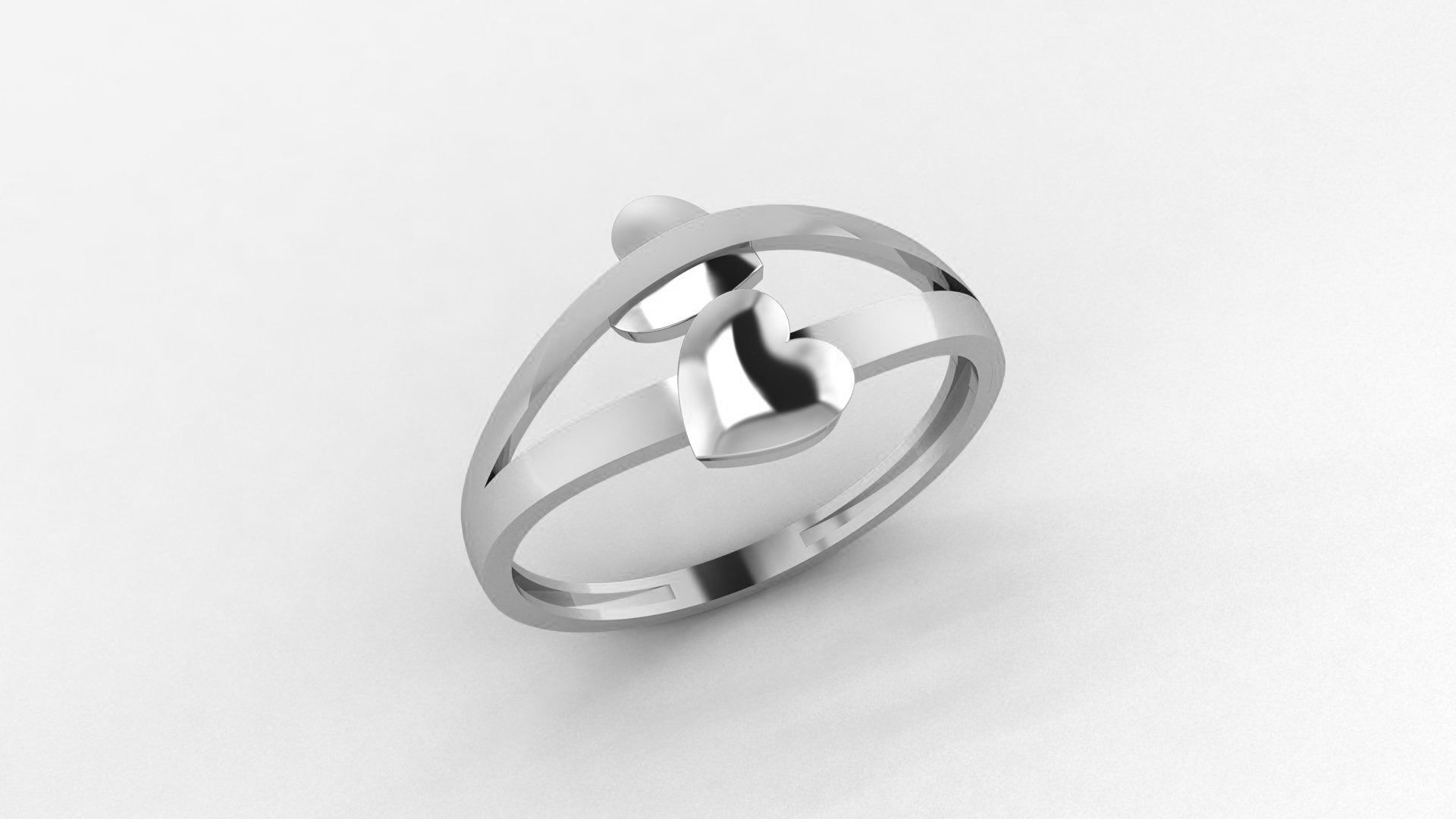 Couple Heart Ultra light wt minimalist Plain Gold Ring 3D print model_2