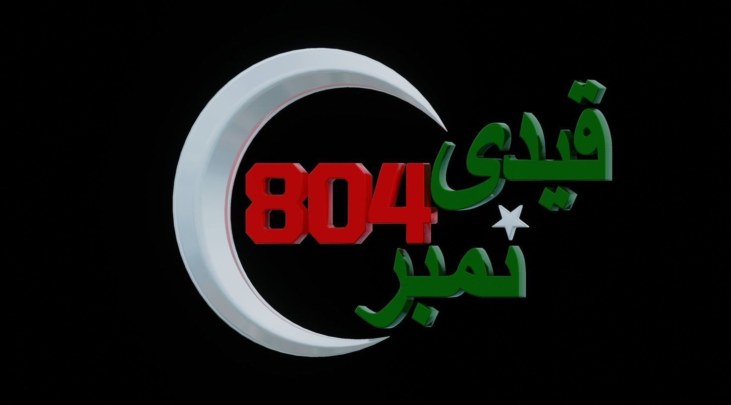 3D Urdu Text Mean Prisoner Number 804-PTI Flag Themed 3D model_2