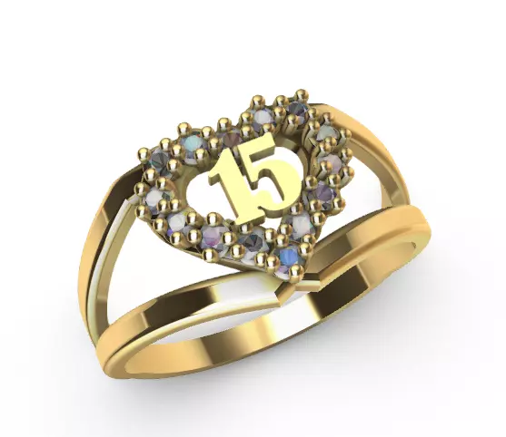  Anillo de 15 para dama-mujer -v- 3D print model_0
