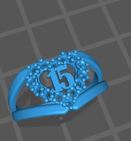  Anillo de 15 para dama-mujer -v- 3D print model_8