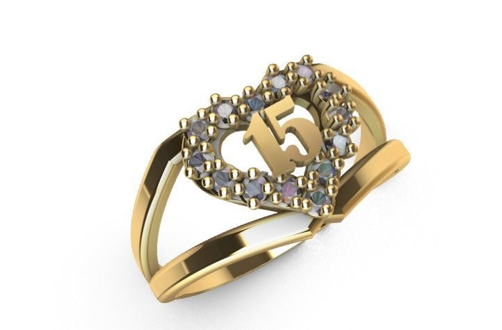  Anillo de 15 para dama-mujer -v- 3D print model_4