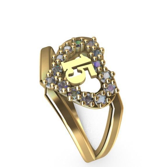  Anillo de 15 para dama-mujer -v- 3D print model_3