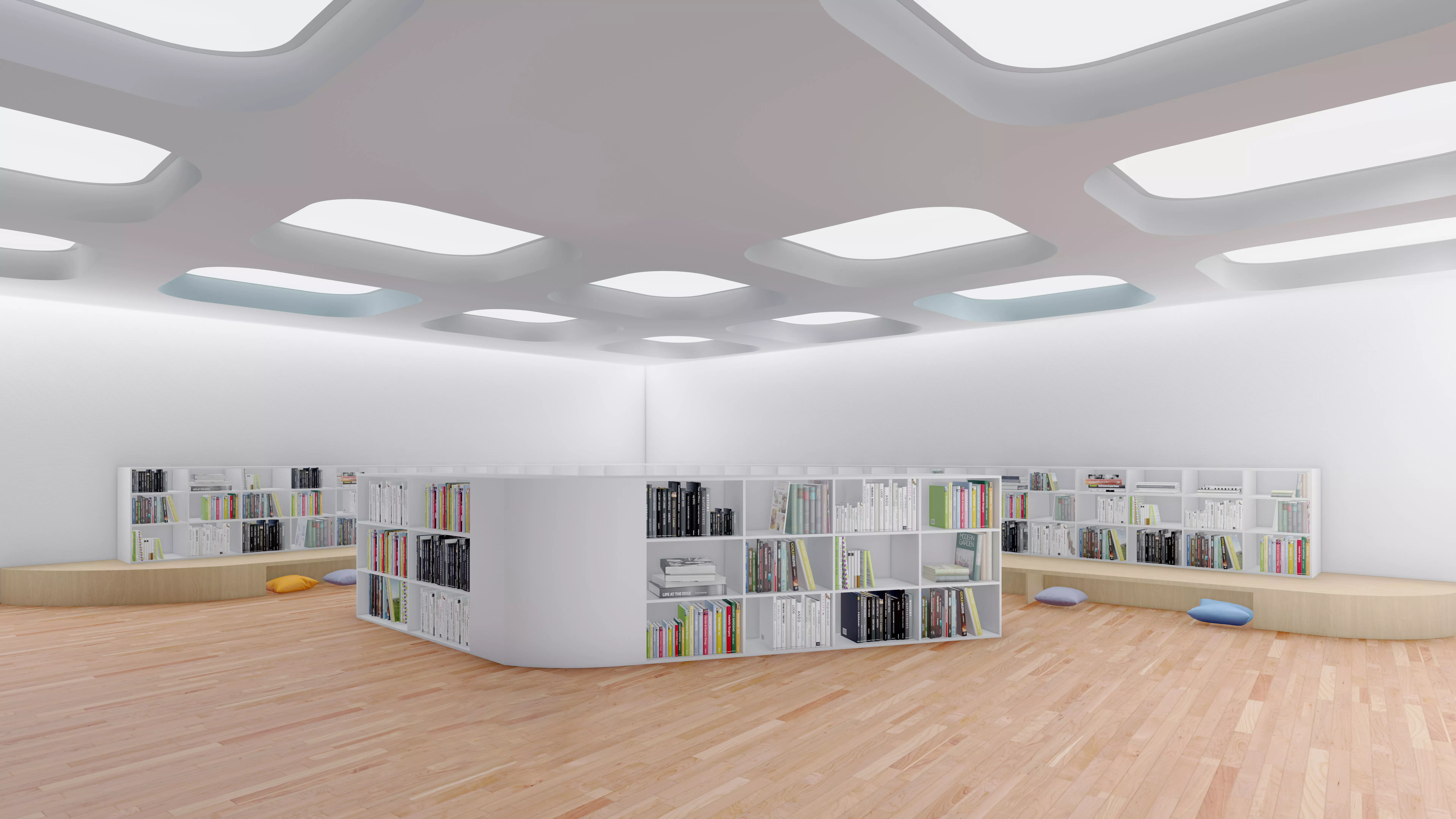 Bookshelves seating storage for kindergarten unit Free 3D model