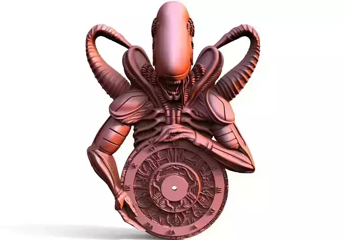 Alien wall clock CNC 