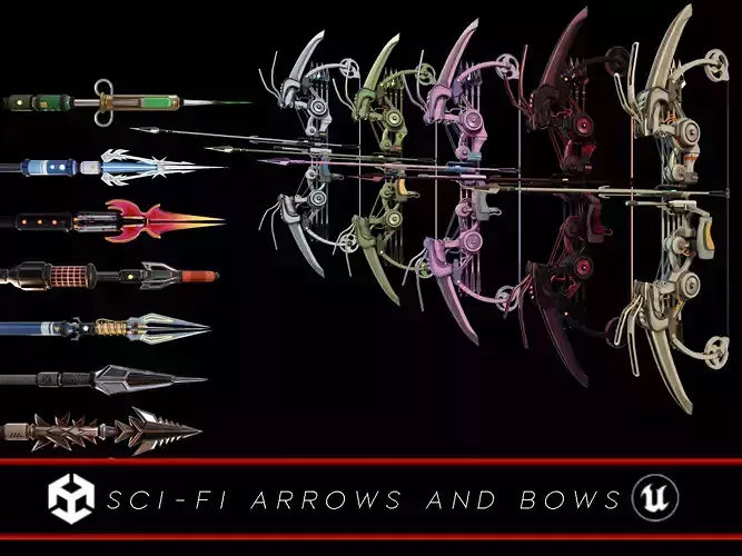 Sci-Fi Bows and Arrows Pack 3D Model Collection