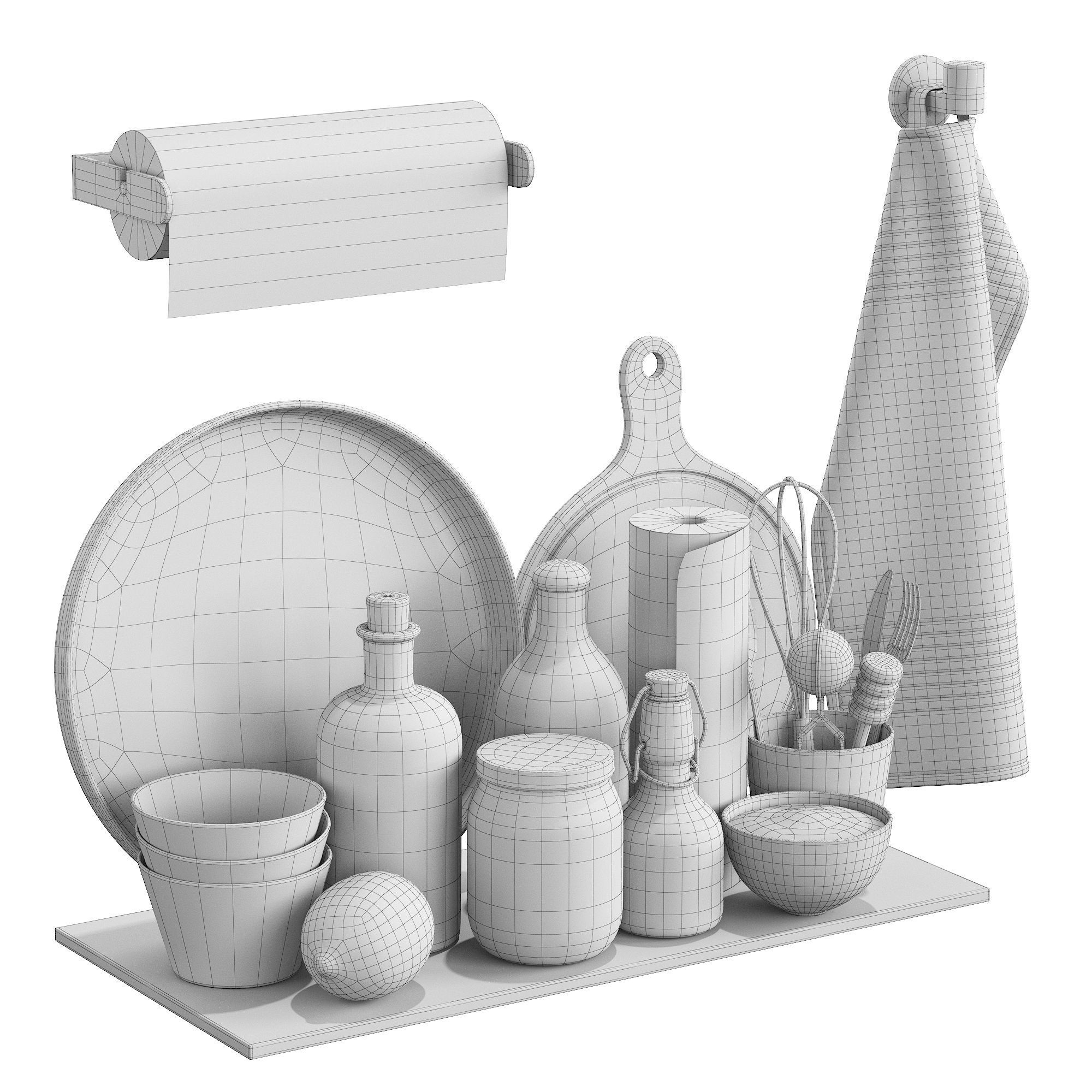 Kitchen Accessories set 3D model_3