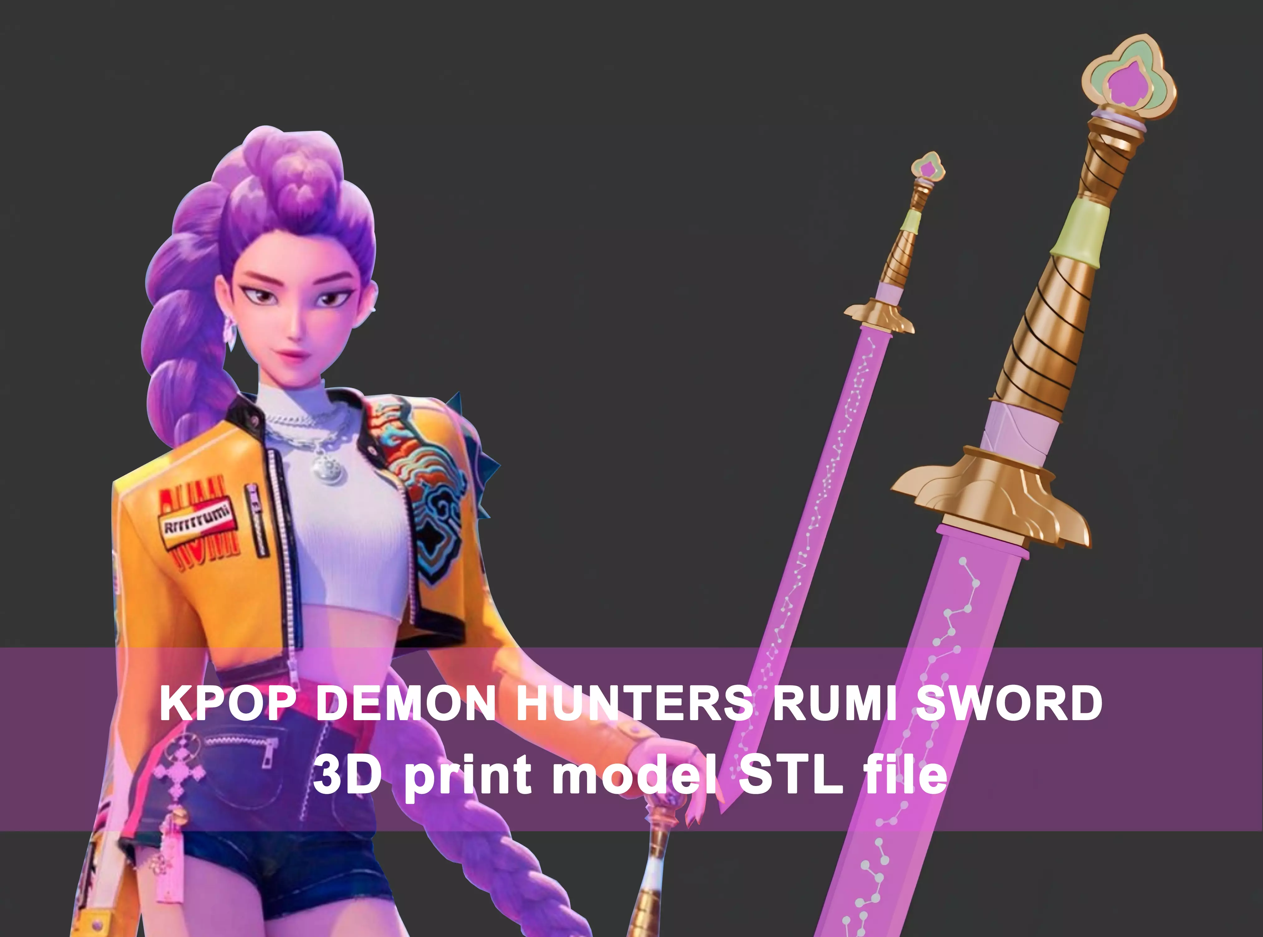 Kpop Demon Hunters Rumi Weapon Sword 3d Model STL 3D print model_0