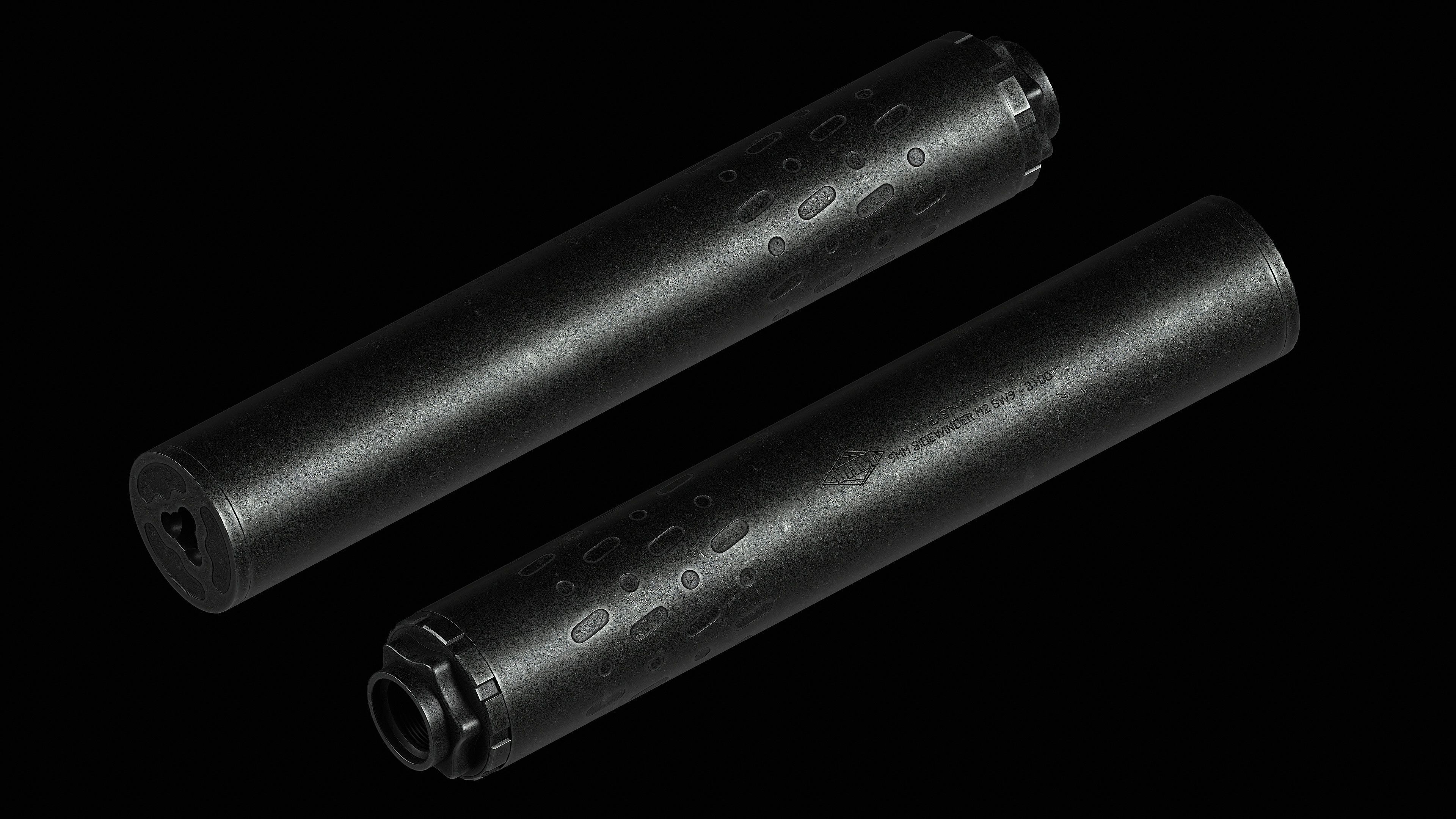 YHM Sidewinder M2 9mm Suppressor Low-poly 3D model_4