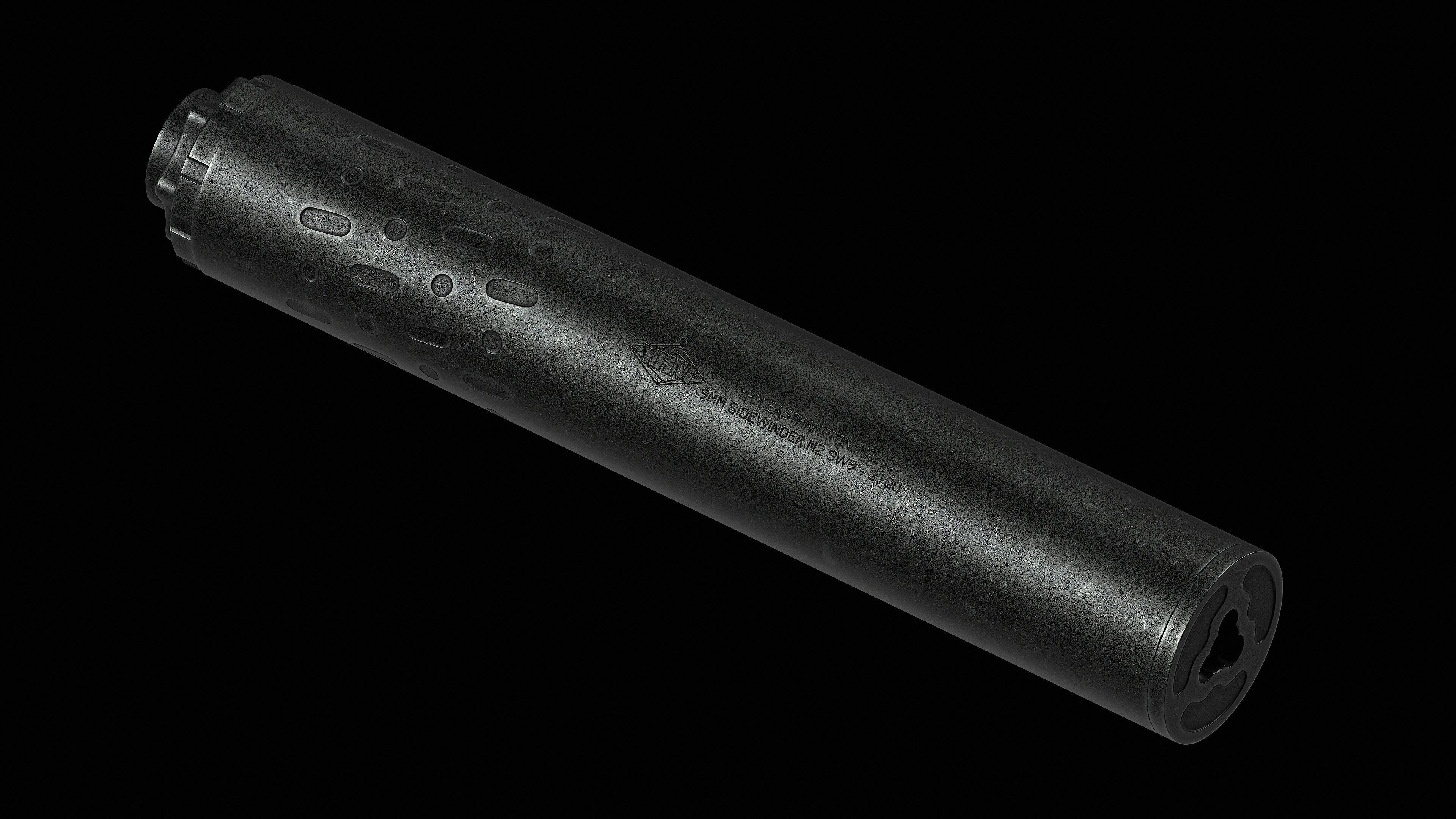YHM Sidewinder M2 9mm Suppressor Low-poly 3D model_6