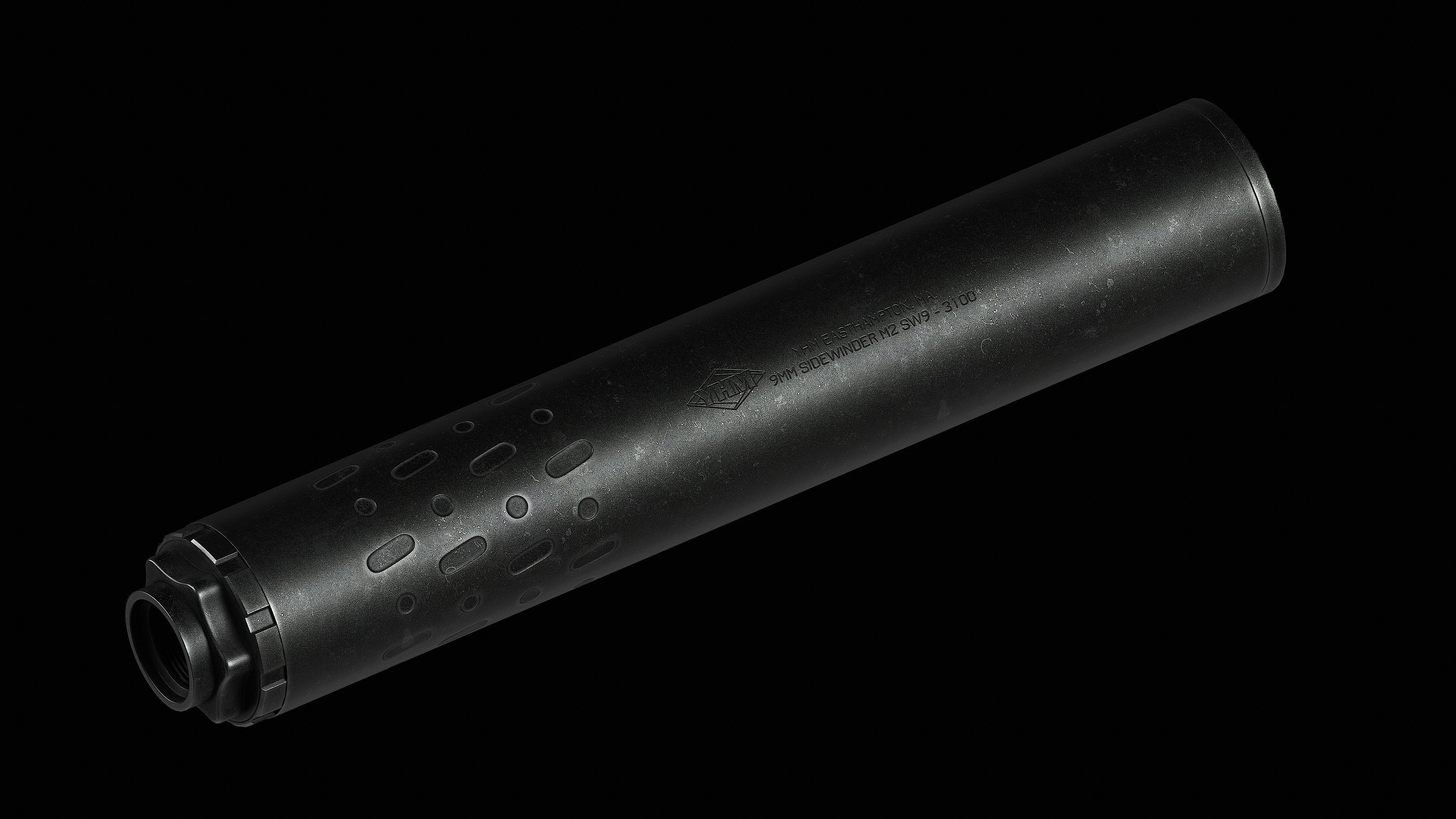 YHM Sidewinder M2 9mm Suppressor Low-poly 3D model_1