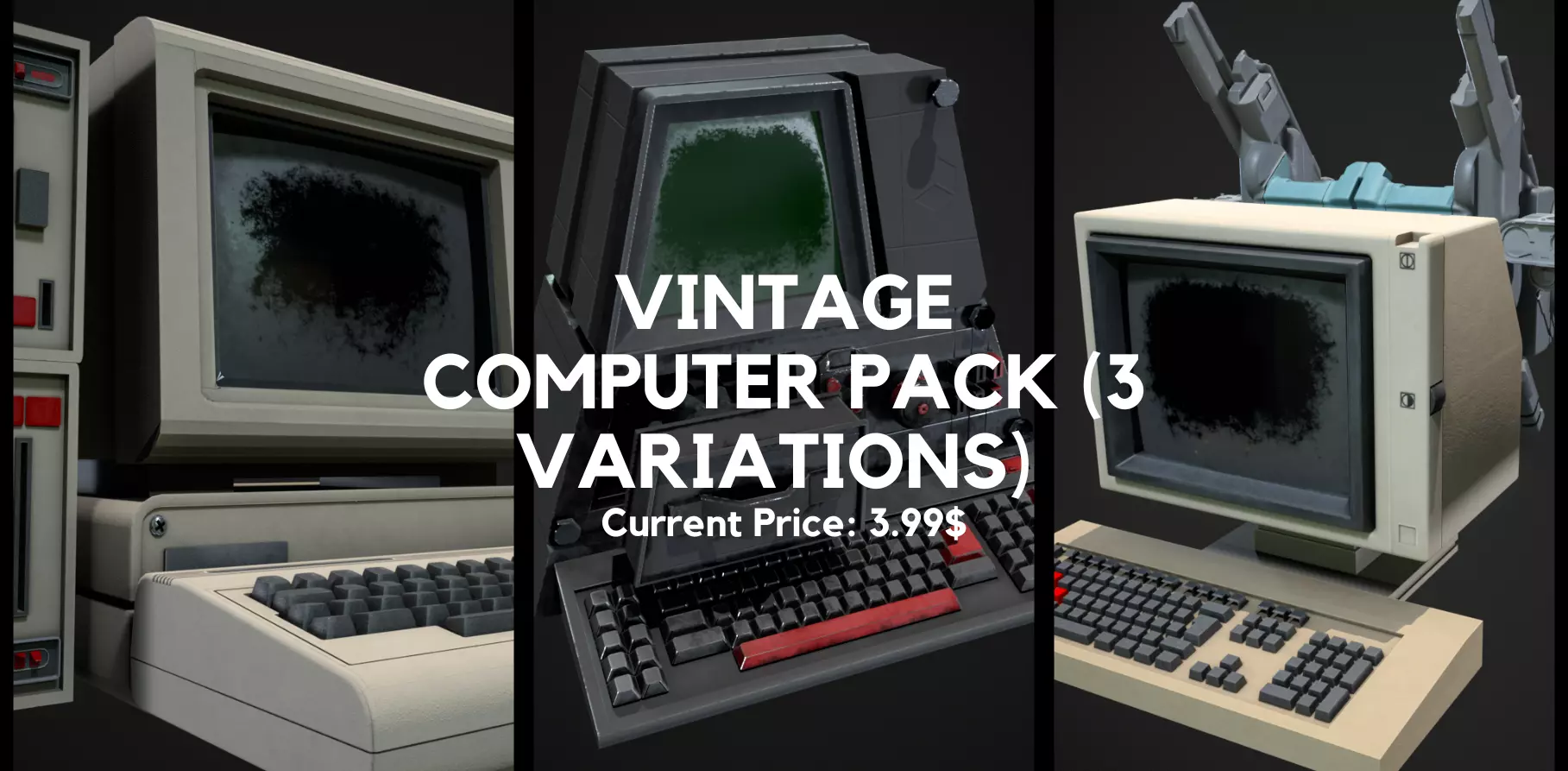 Retro Computer Pack - 3 Variations  3D model_0