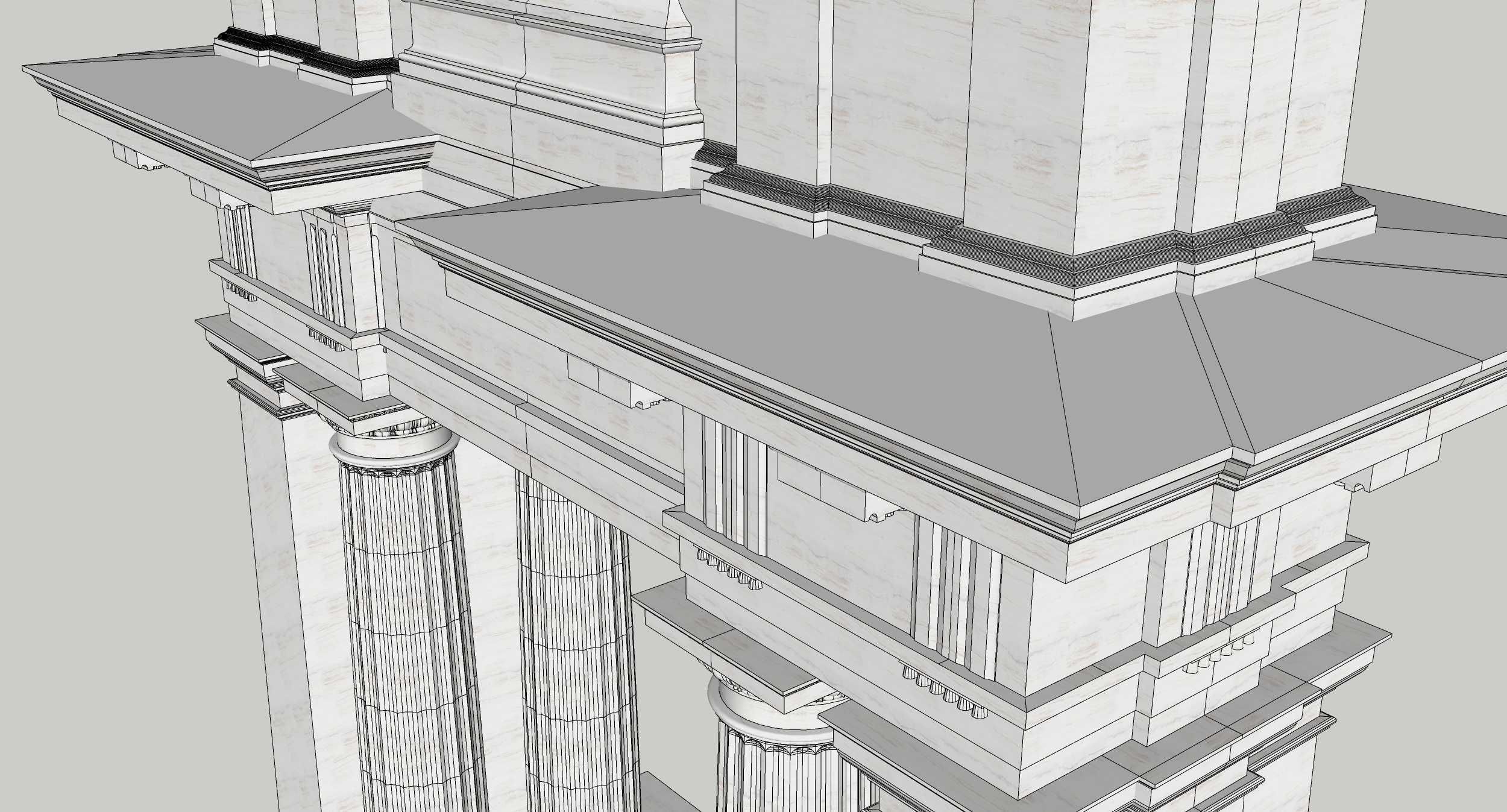 Entrance group Portal   Arched opening  Gate  Doric column 3D model_12