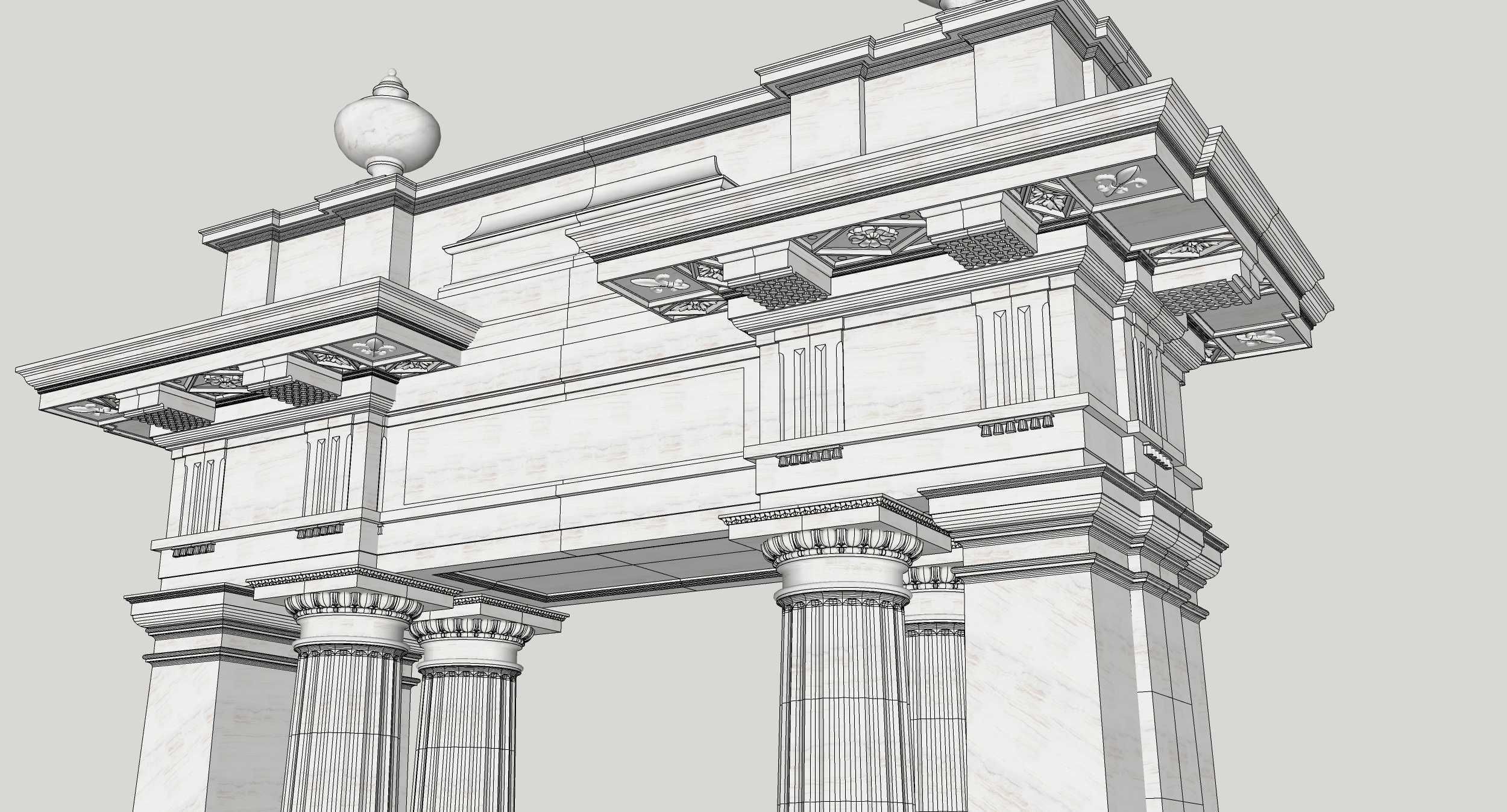 Entrance group Portal   Arched opening  Gate  Doric column 3D model_10