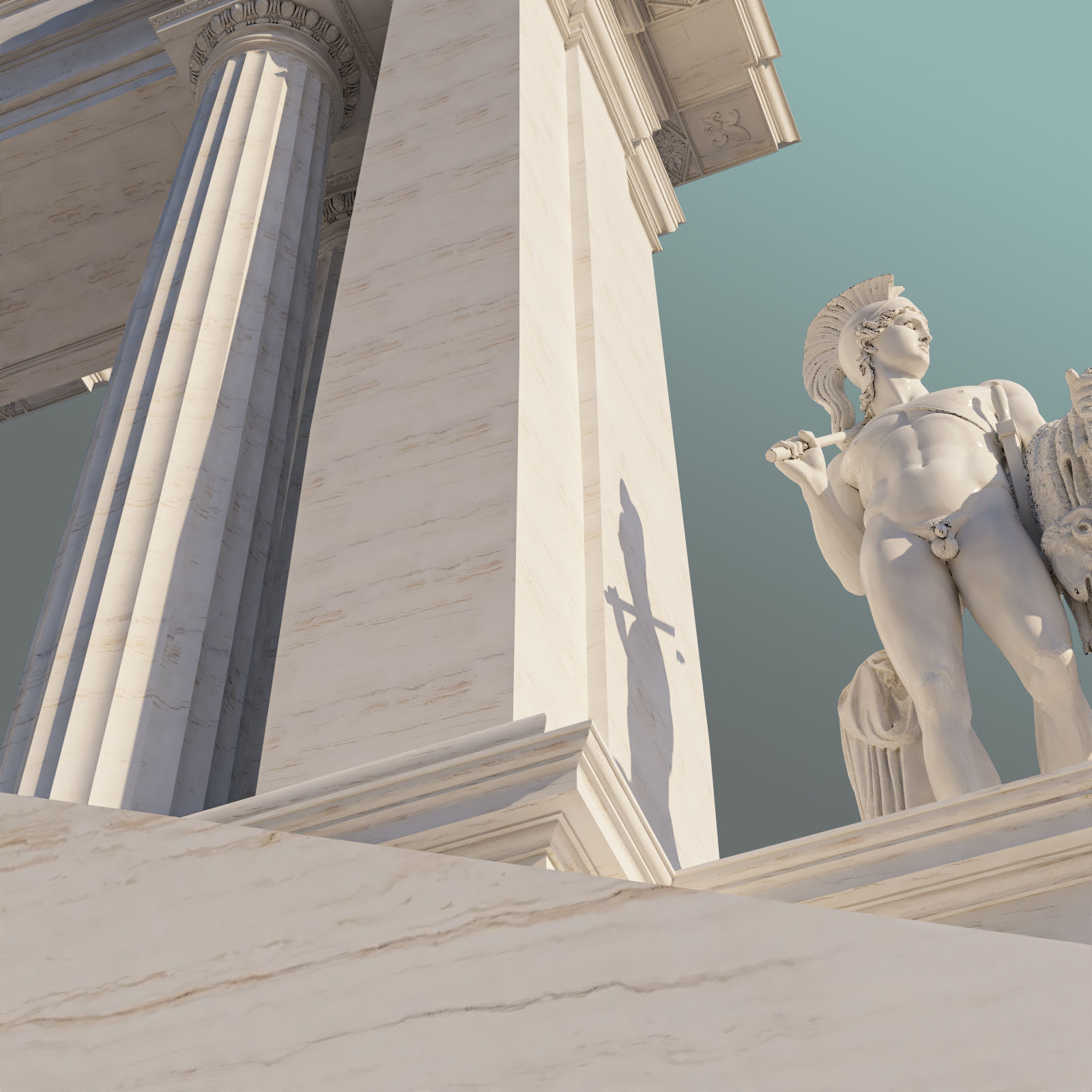 Entrance group Portal   Arched opening  Gate  Doric column 3D model_4