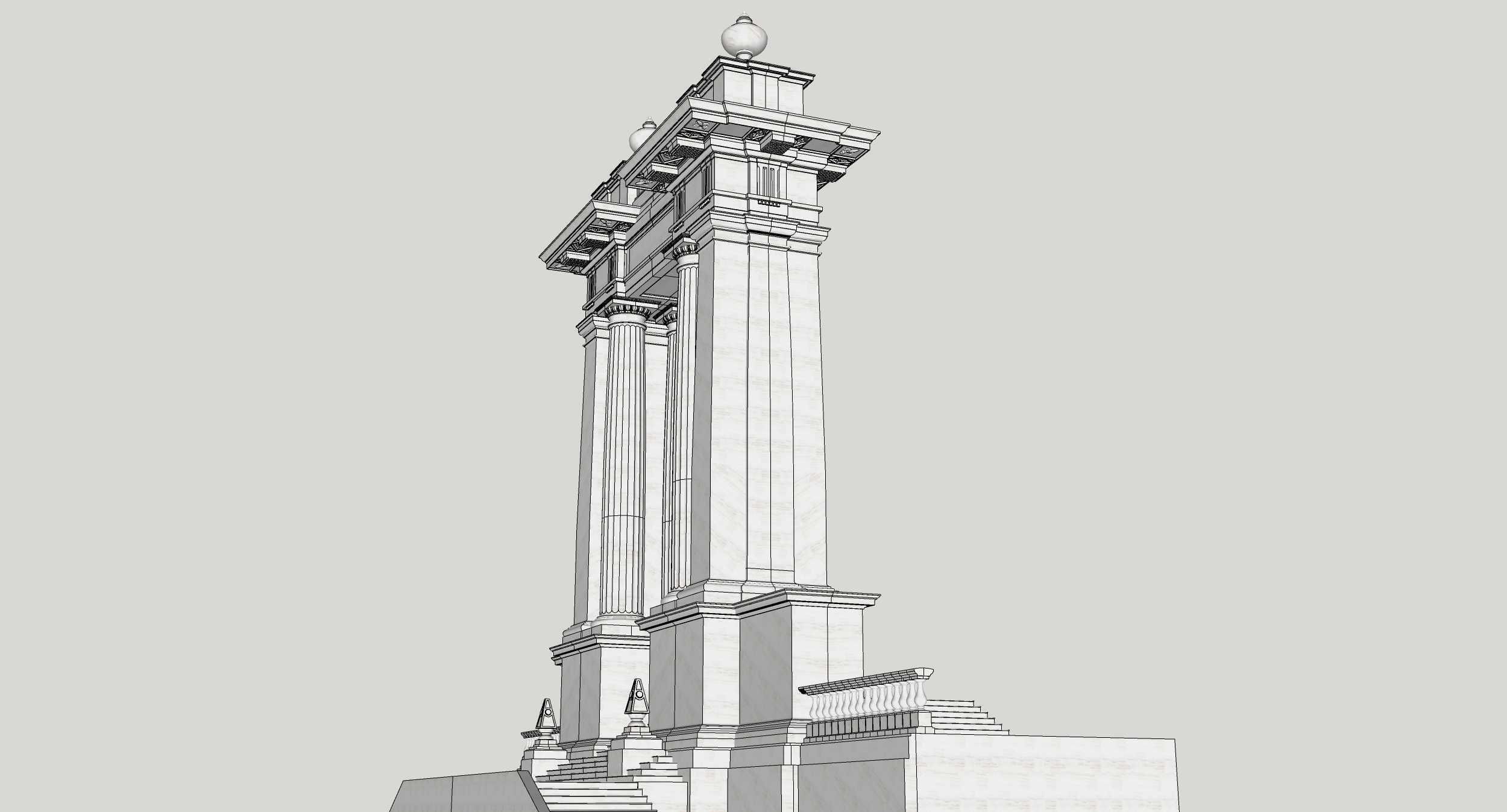 Entrance group Portal   Arched opening  Gate  Doric column 3D model_8