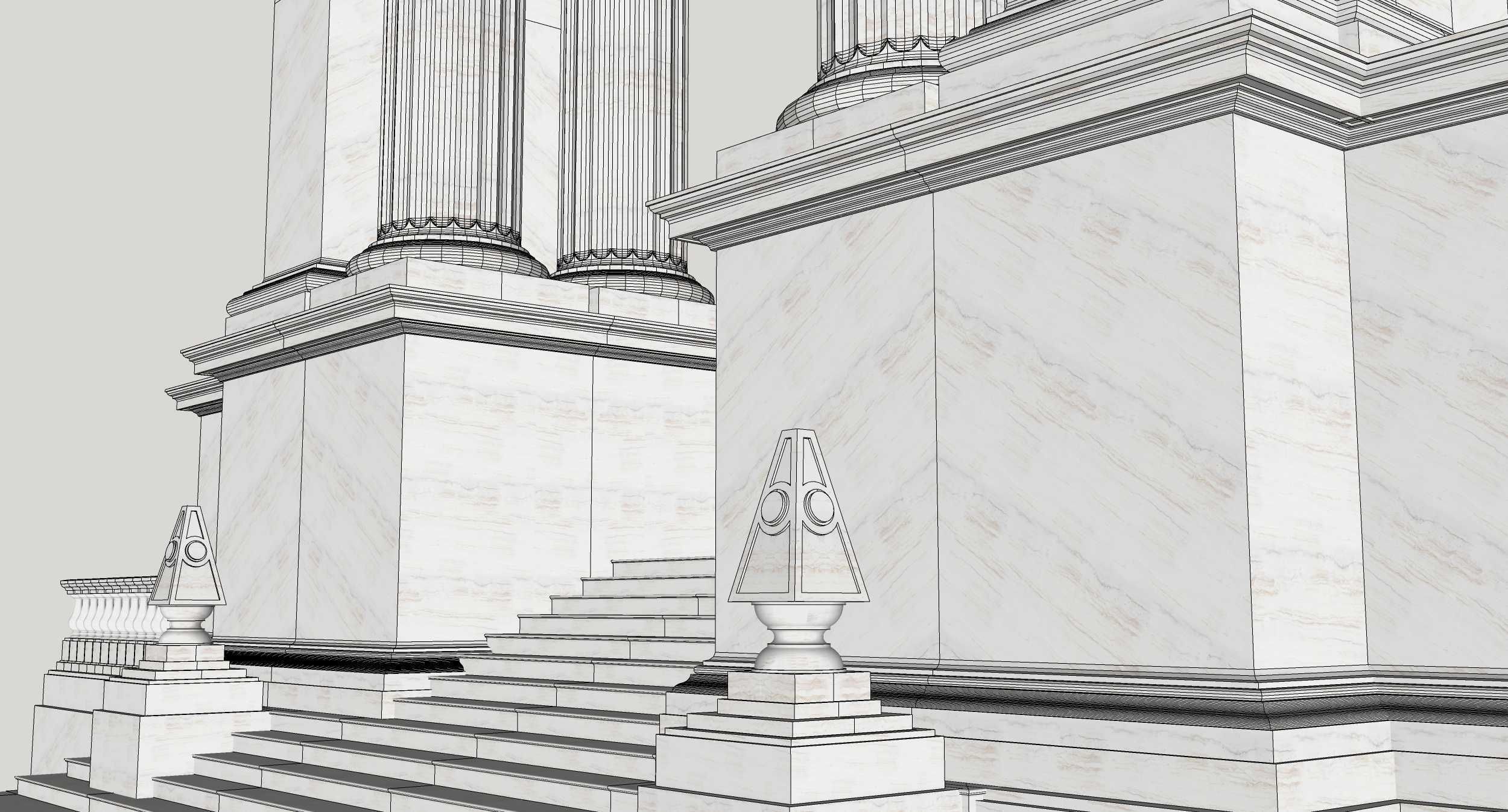 Entrance group Portal   Arched opening  Gate  Doric column 3D model_11