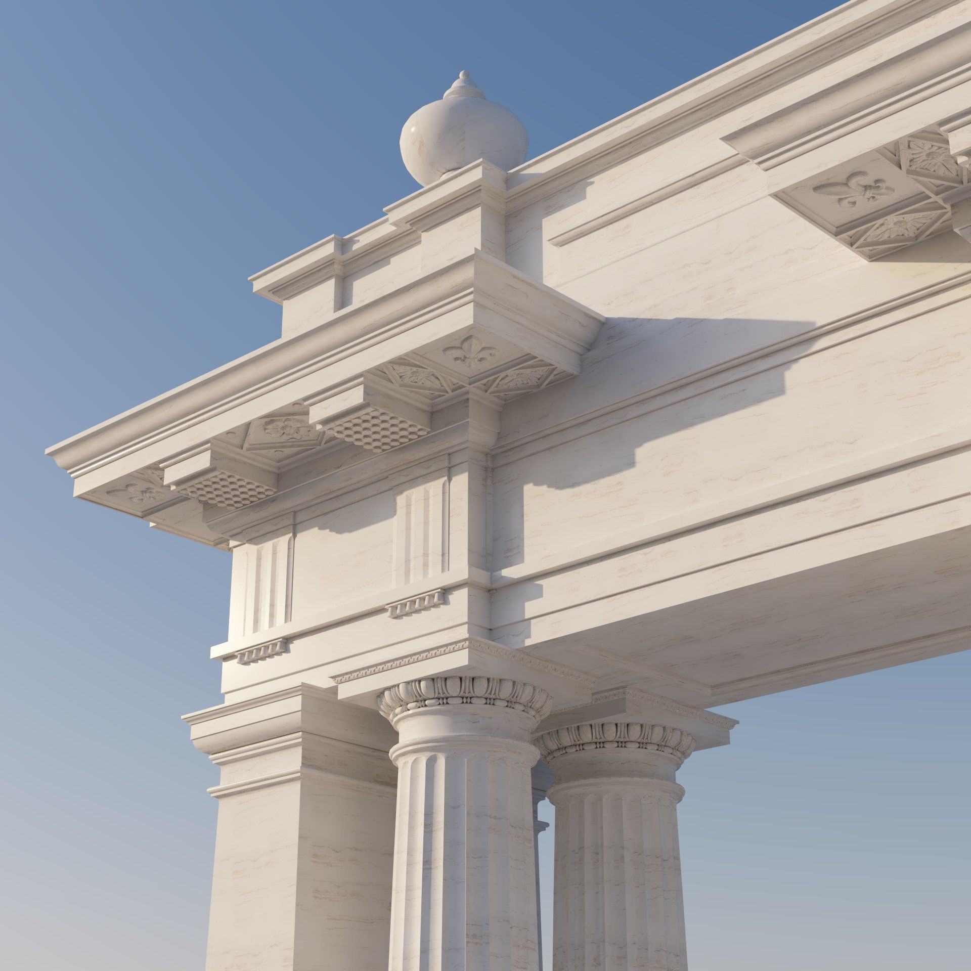 Entrance group Portal   Arched opening  Gate  Doric column 3D model_2