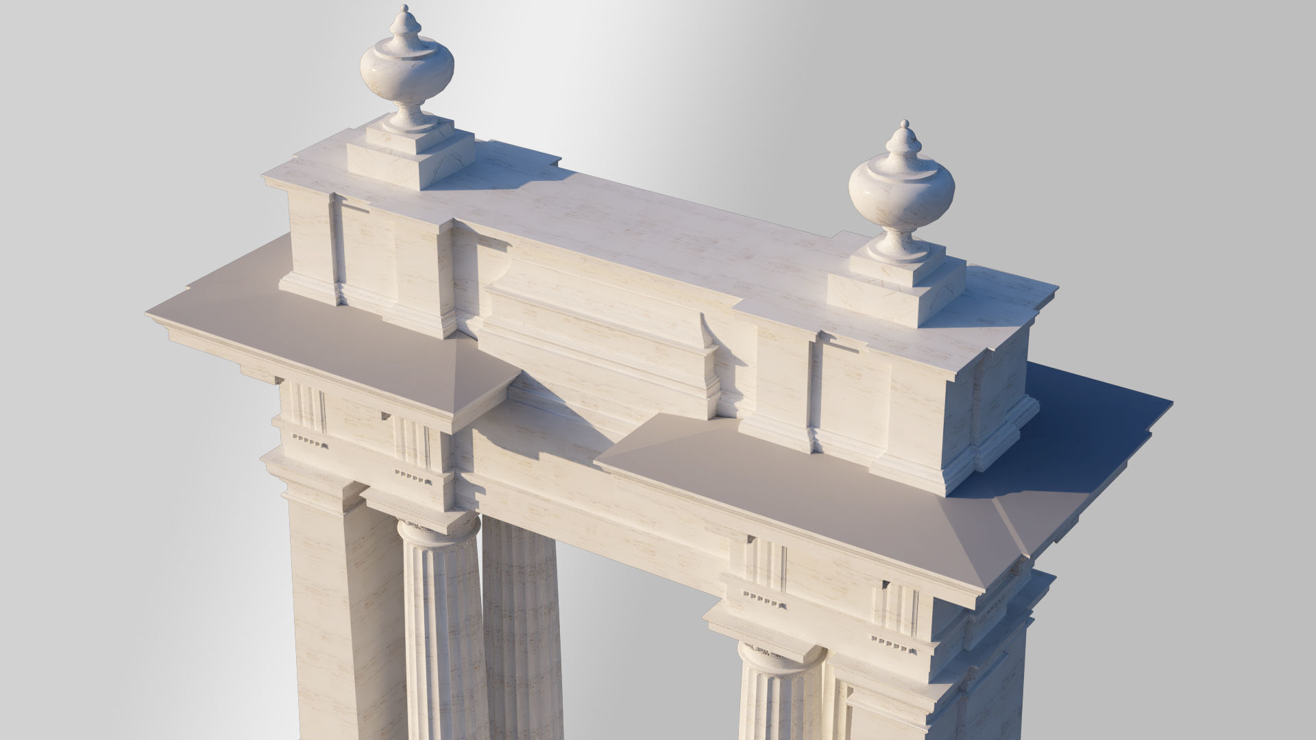 Entrance group Portal   Arched opening  Gate  Doric column 3D model_5