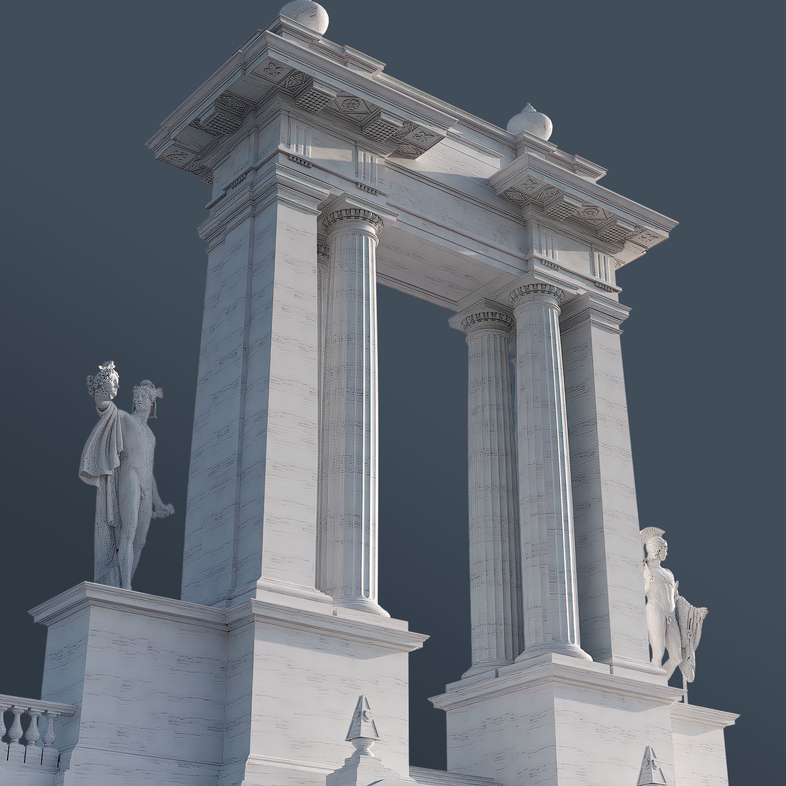 Entrance group Portal   Arched opening  Gate  Doric column 3D model_3