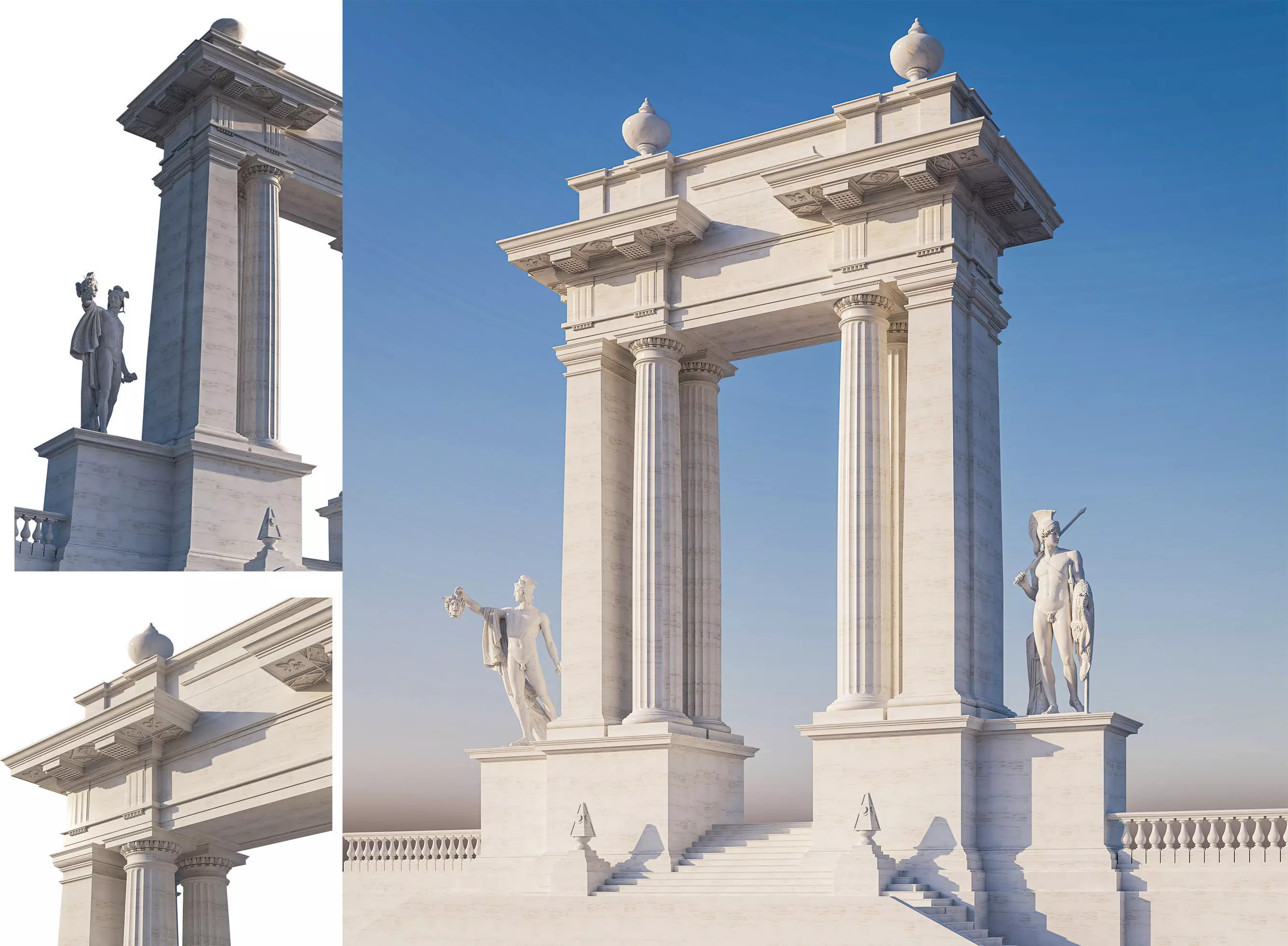 Entrance group Portal   Arched opening  Gate  Doric column 3D model_0