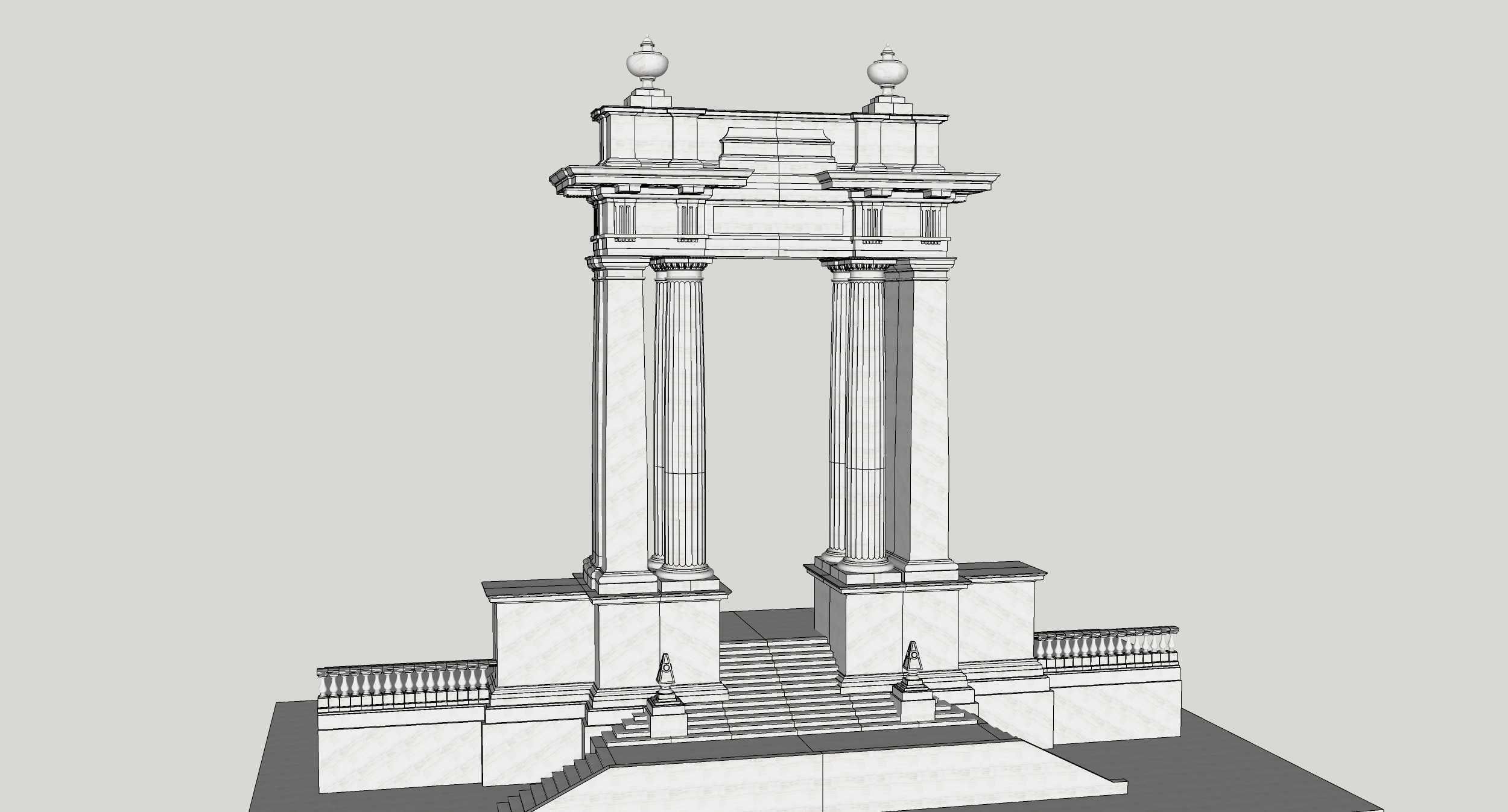 Entrance group Portal   Arched opening  Gate  Doric column 3D model_7