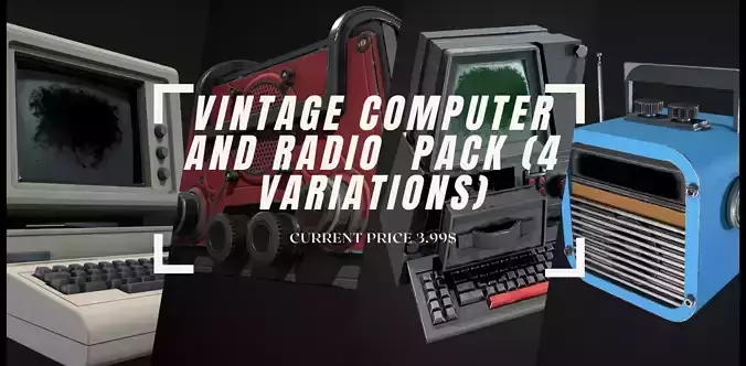 Retro Radio And Computer Pack - 4 Variations  3D model