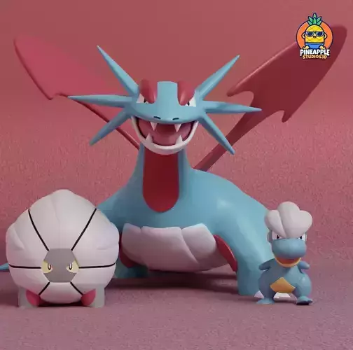 Pokemon - Bagon Shelgon and Salamence  3D print model