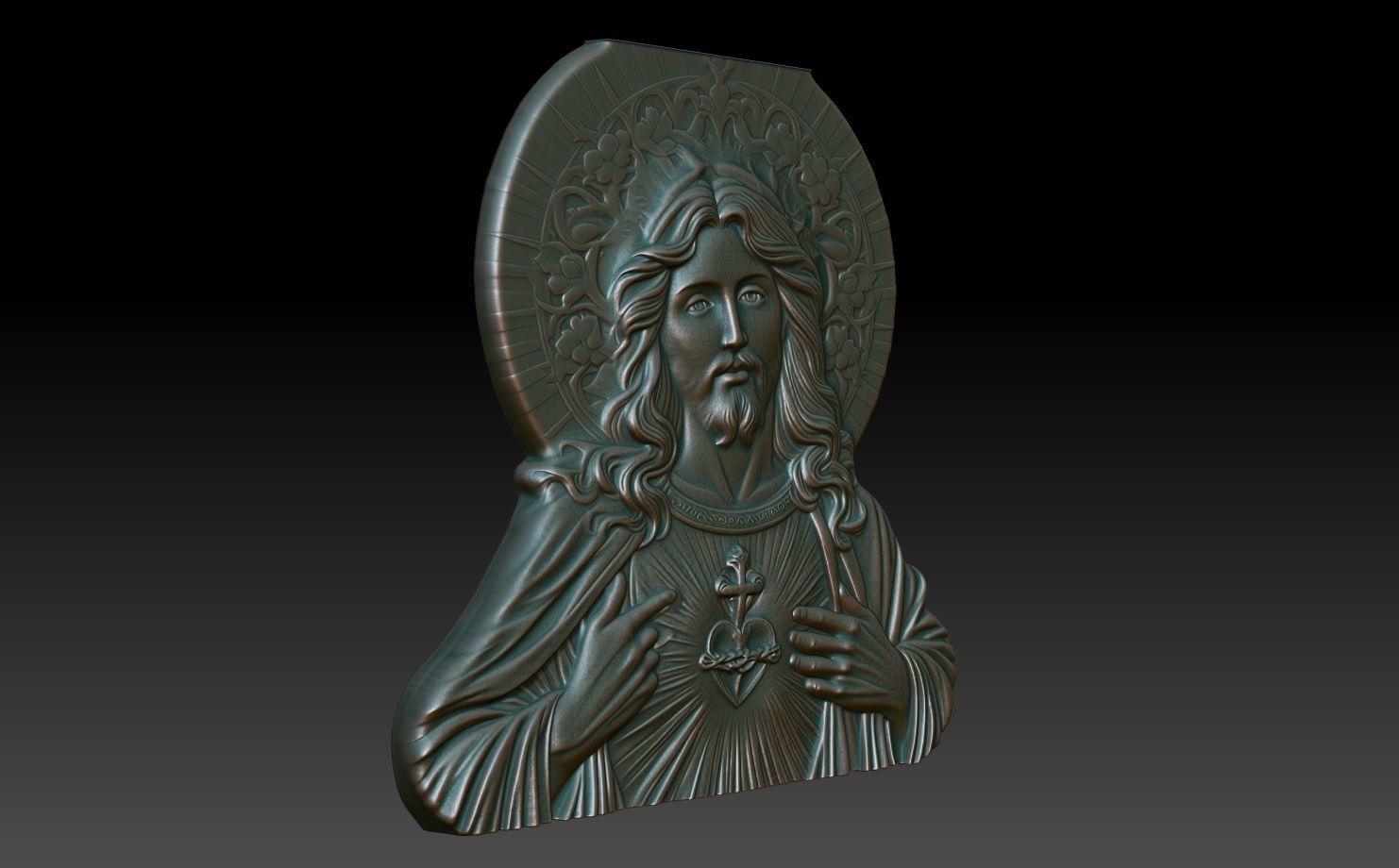 Jesus Portrait basrelief 09 240604 3D print model_2