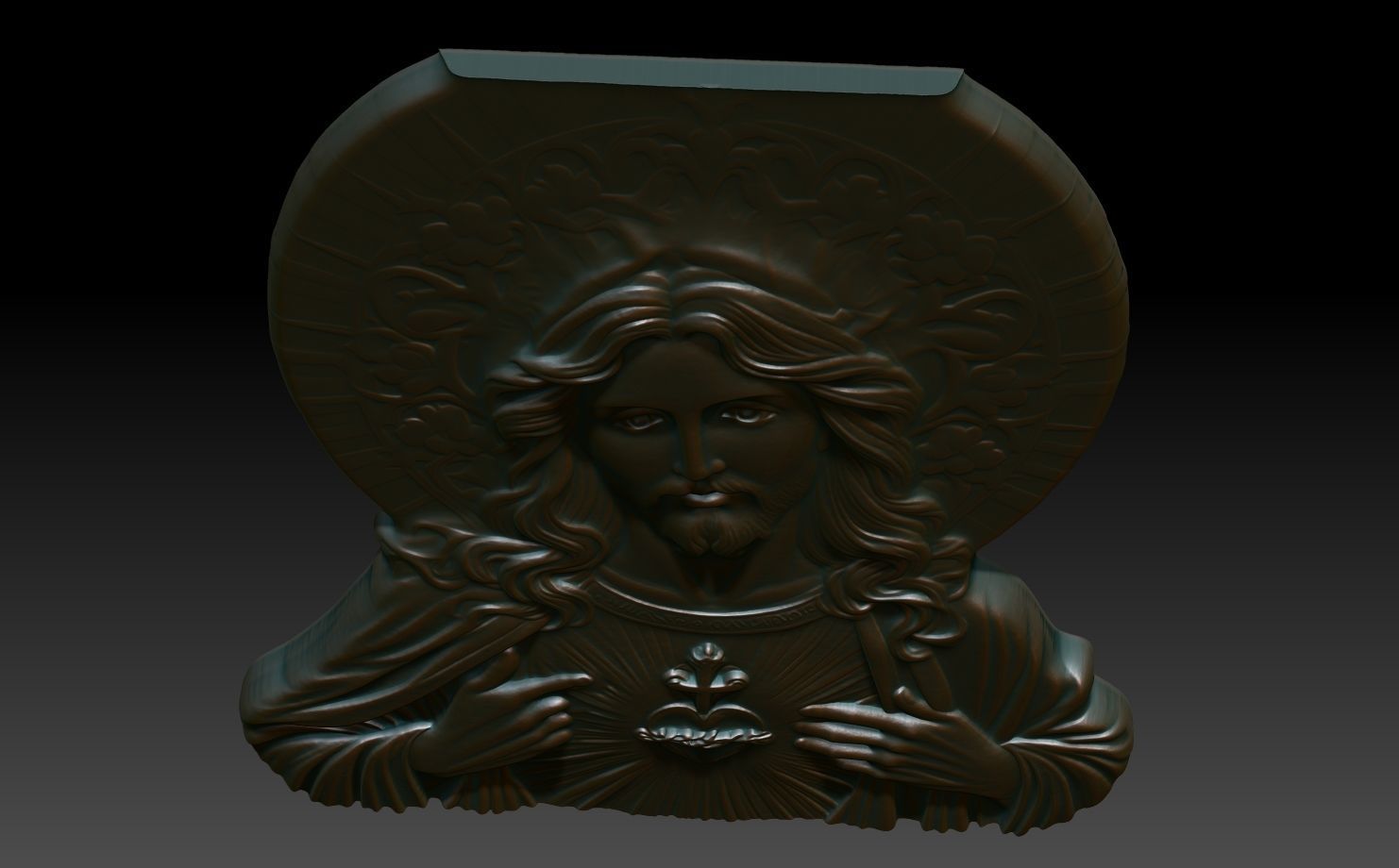 Jesus Portrait basrelief 09 240604 3D print model_3