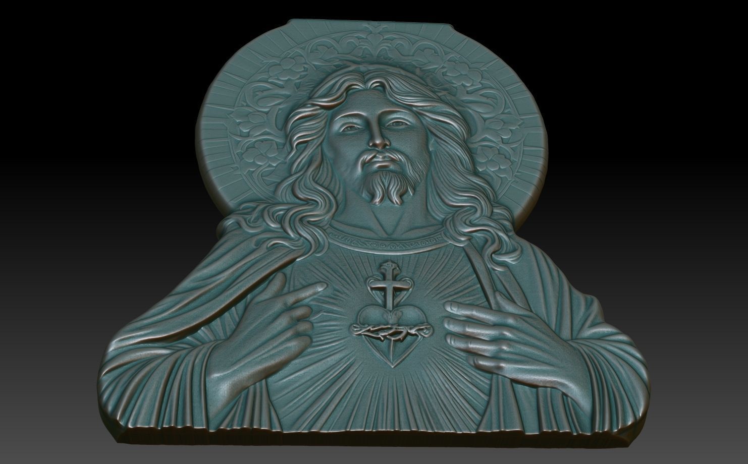 Jesus Portrait basrelief 09 240604 3D print model_4