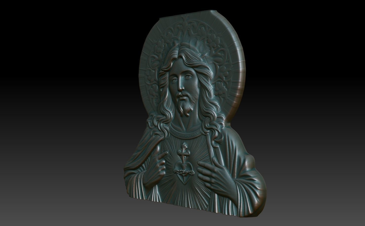 Jesus Portrait basrelief 09 240604 3D print model_1
