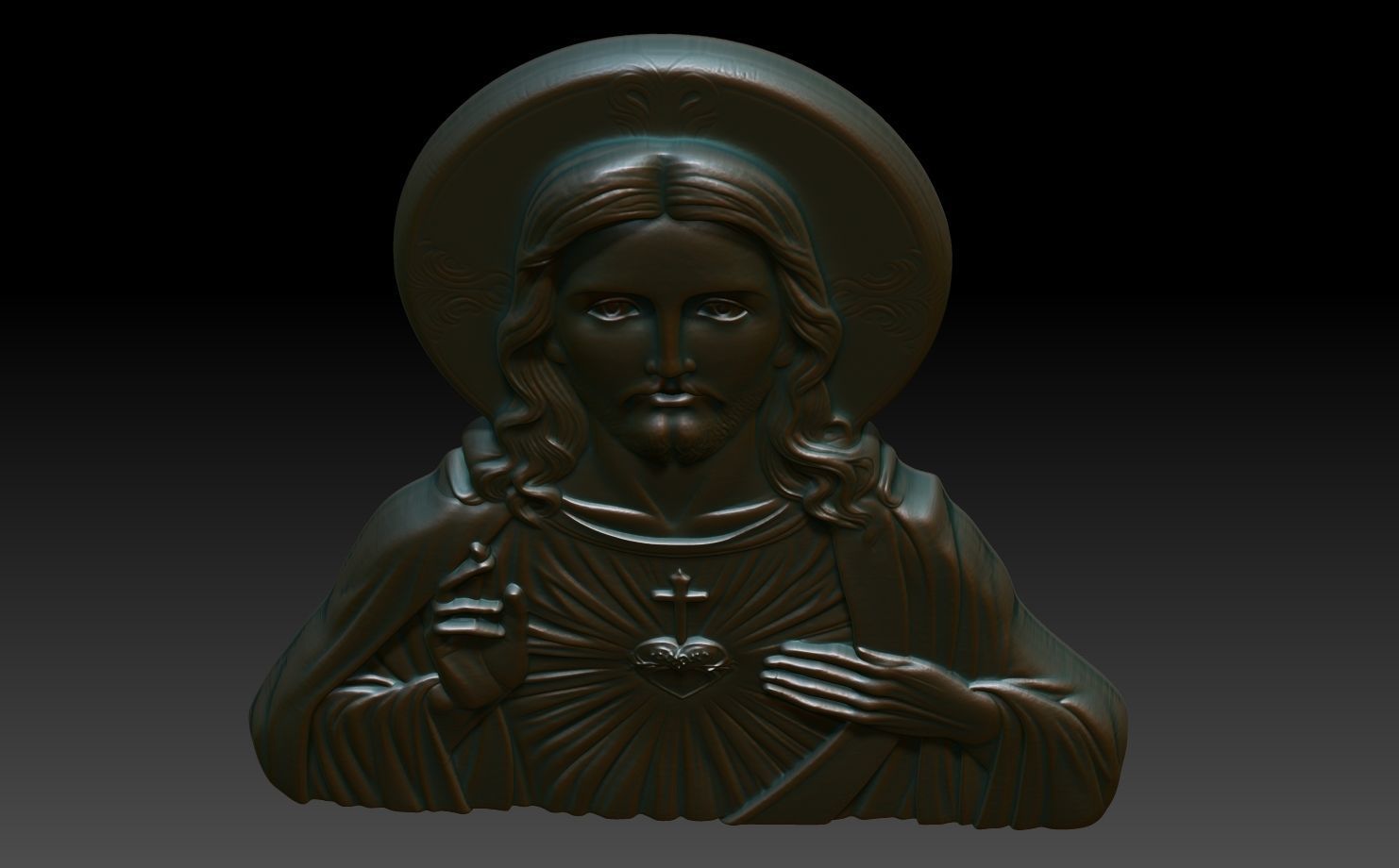 Jesus Portrait basrelief 06 240604 3D print model_3