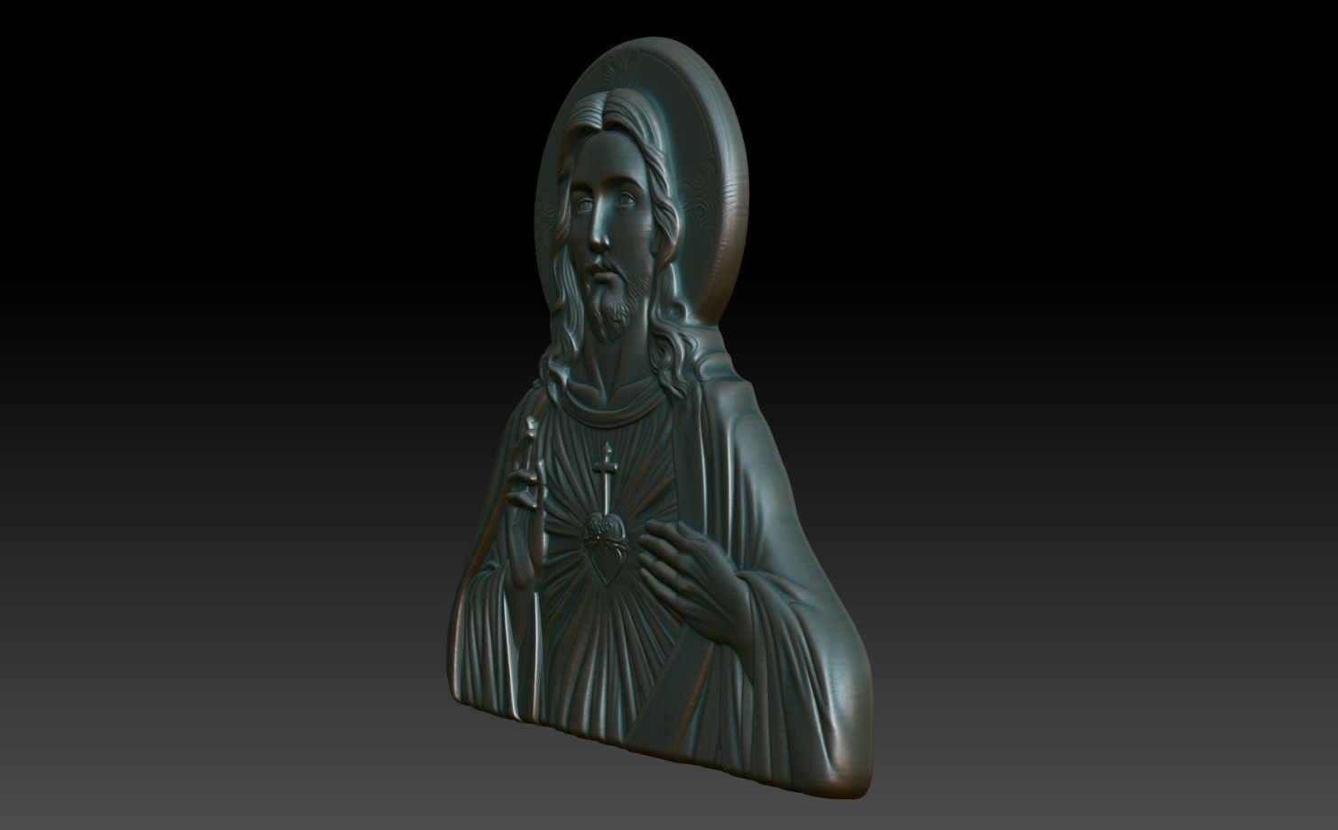 Jesus Portrait basrelief 06 240604 3D print model_1