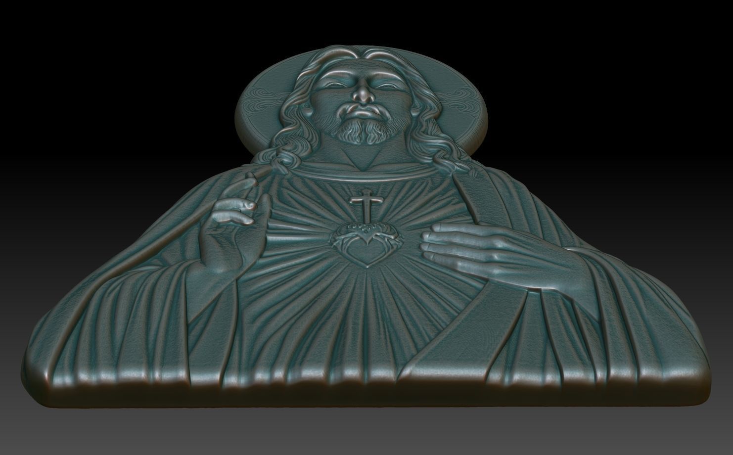 Jesus Portrait basrelief 06 240604 3D print model_4