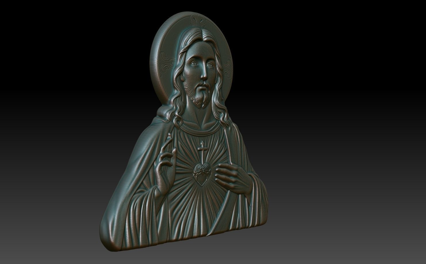 Jesus Portrait basrelief 06 240604 3D print model_2